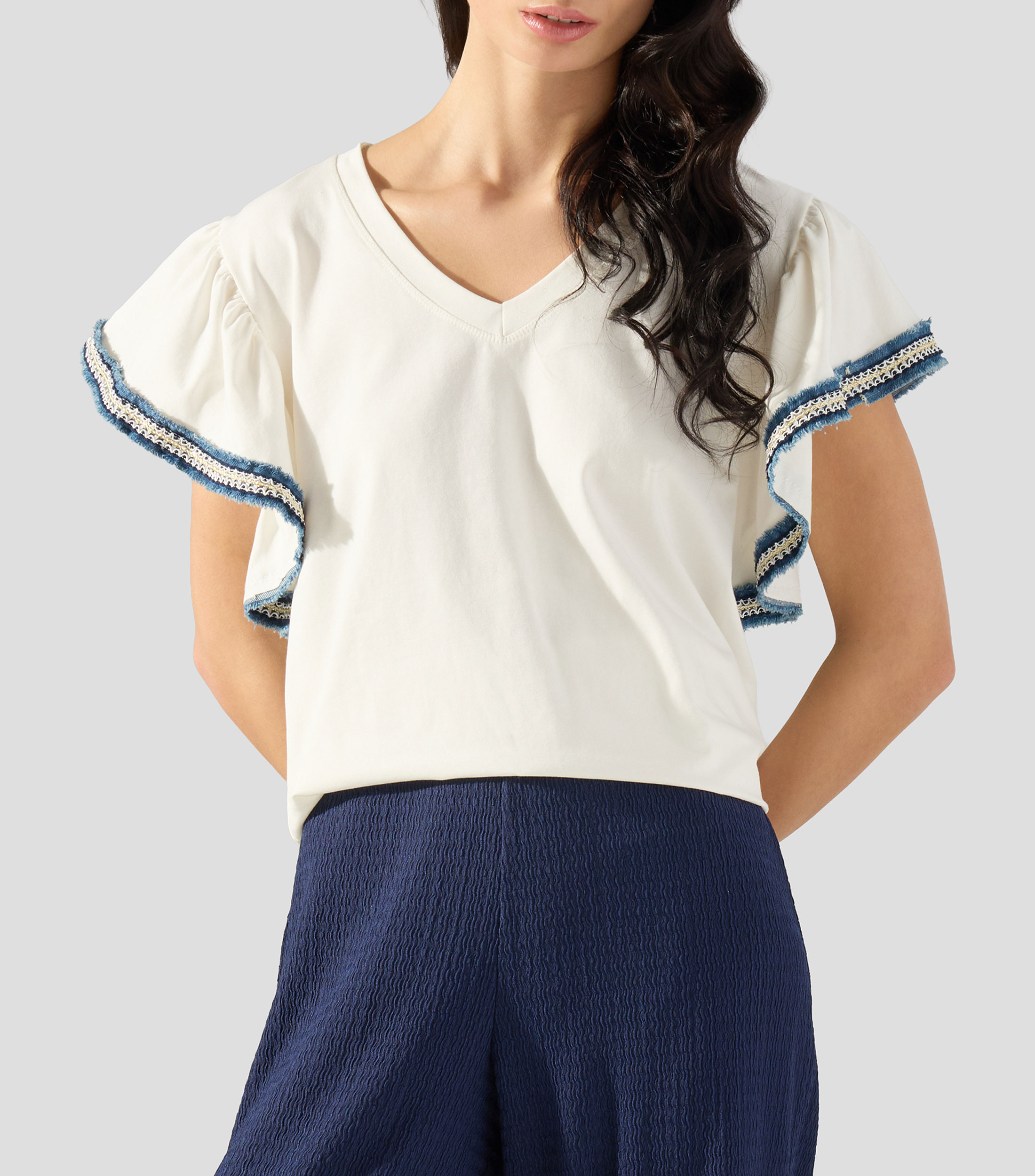 Blusa lisa manga corta Mujer