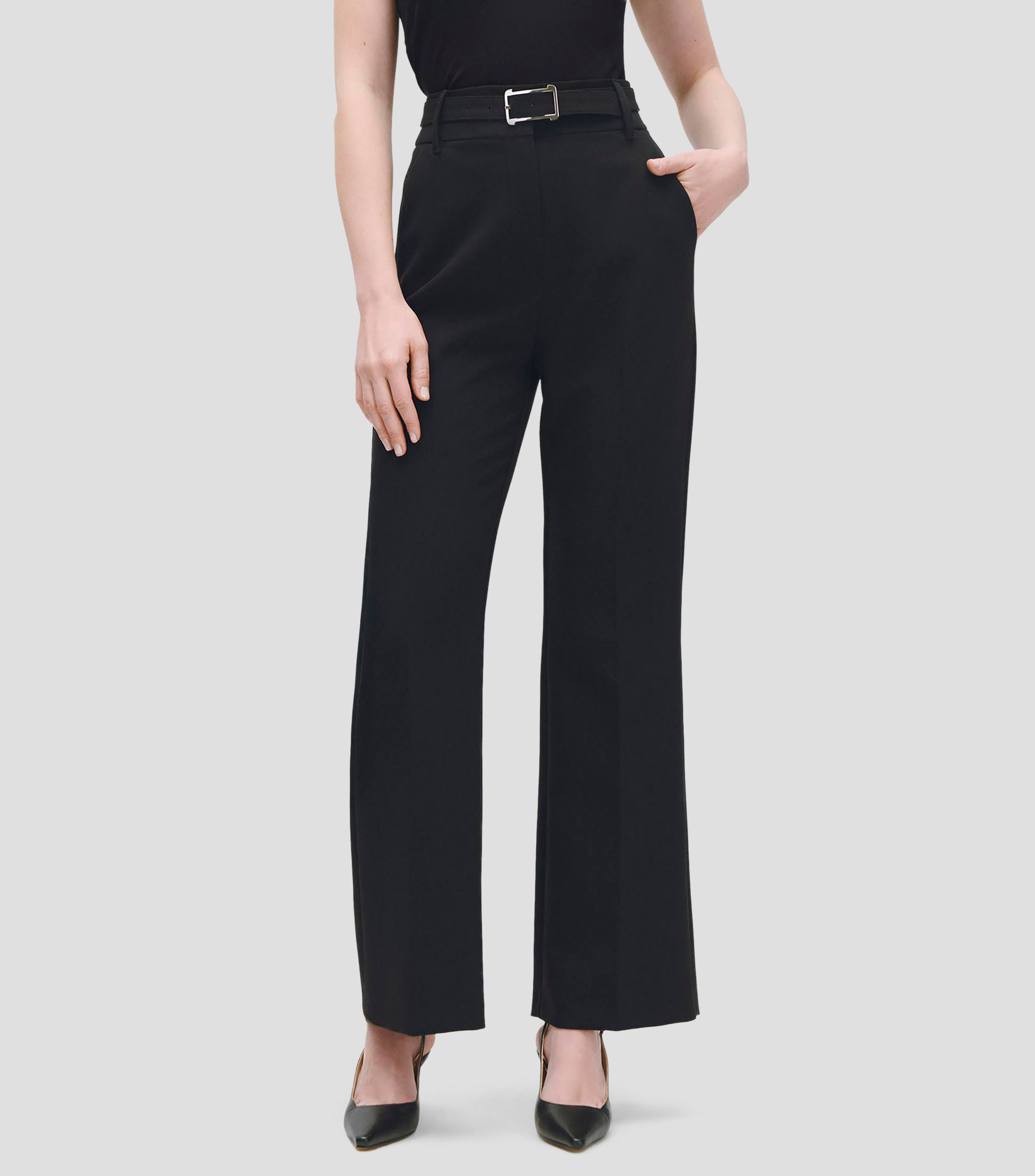 Pantalón Recto Fluido Tiro Alto Mujer