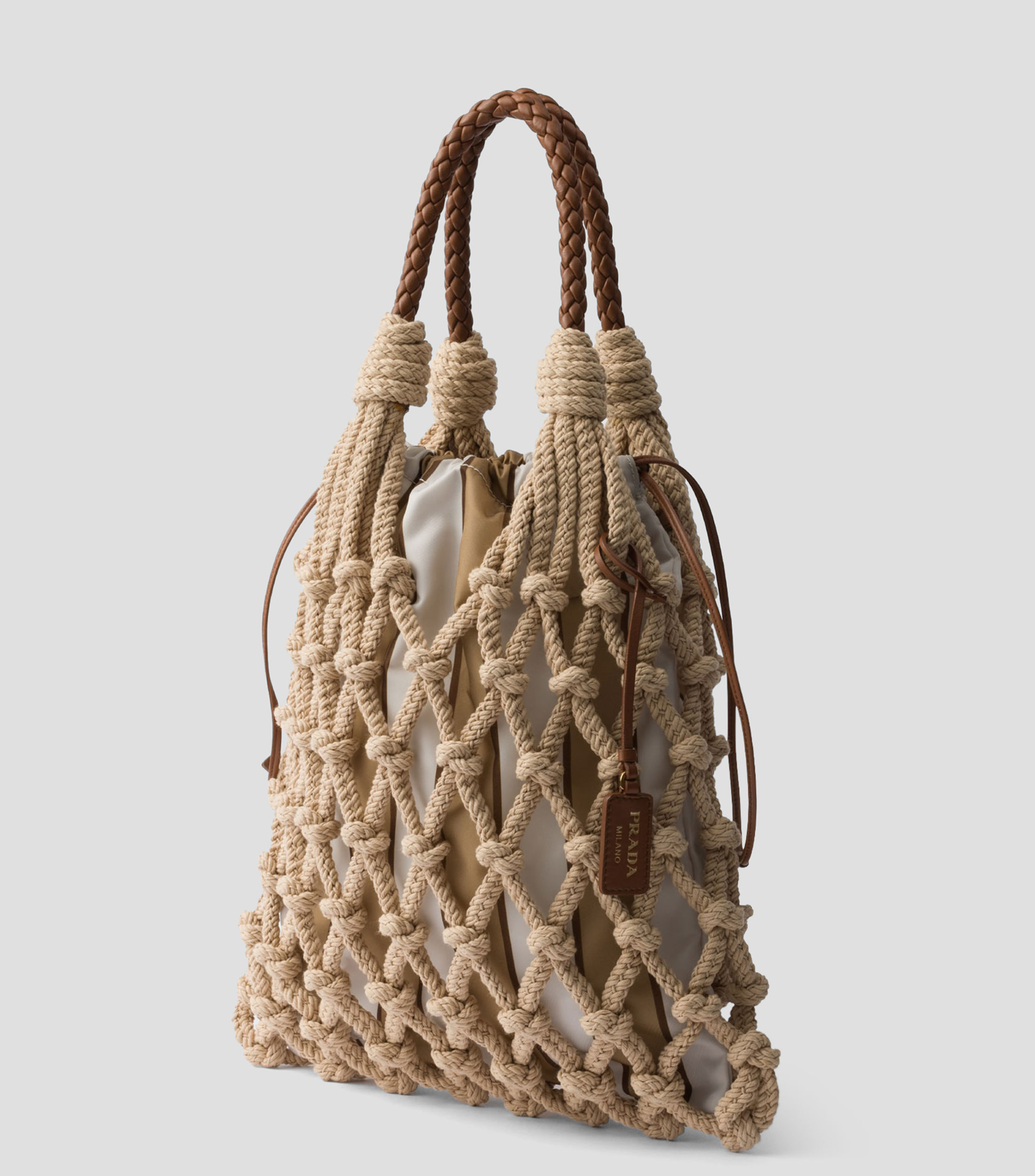Bolsa Noué en macramé de algodón mediano Mujer