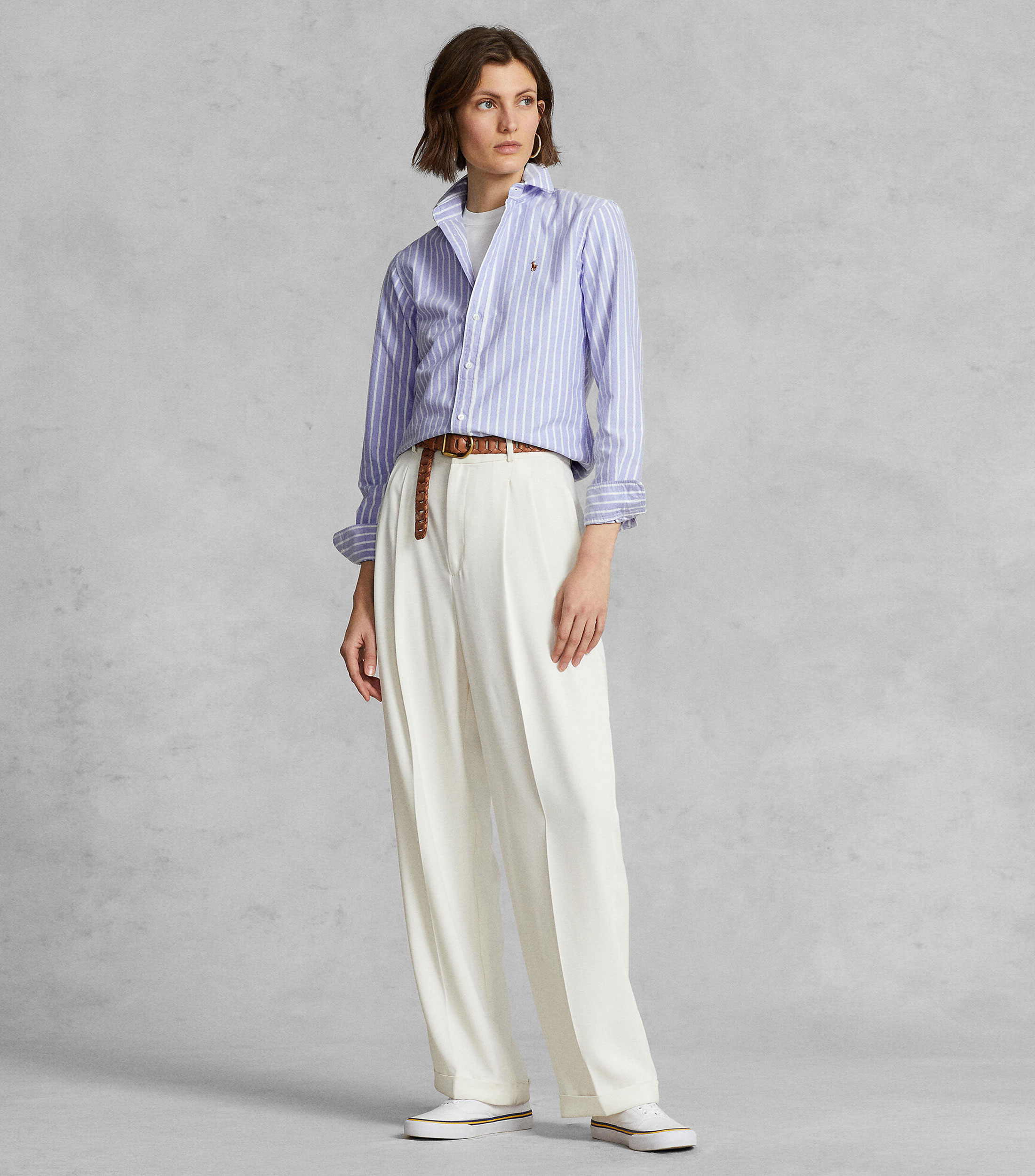 Camisa rayada manga larga Mujer