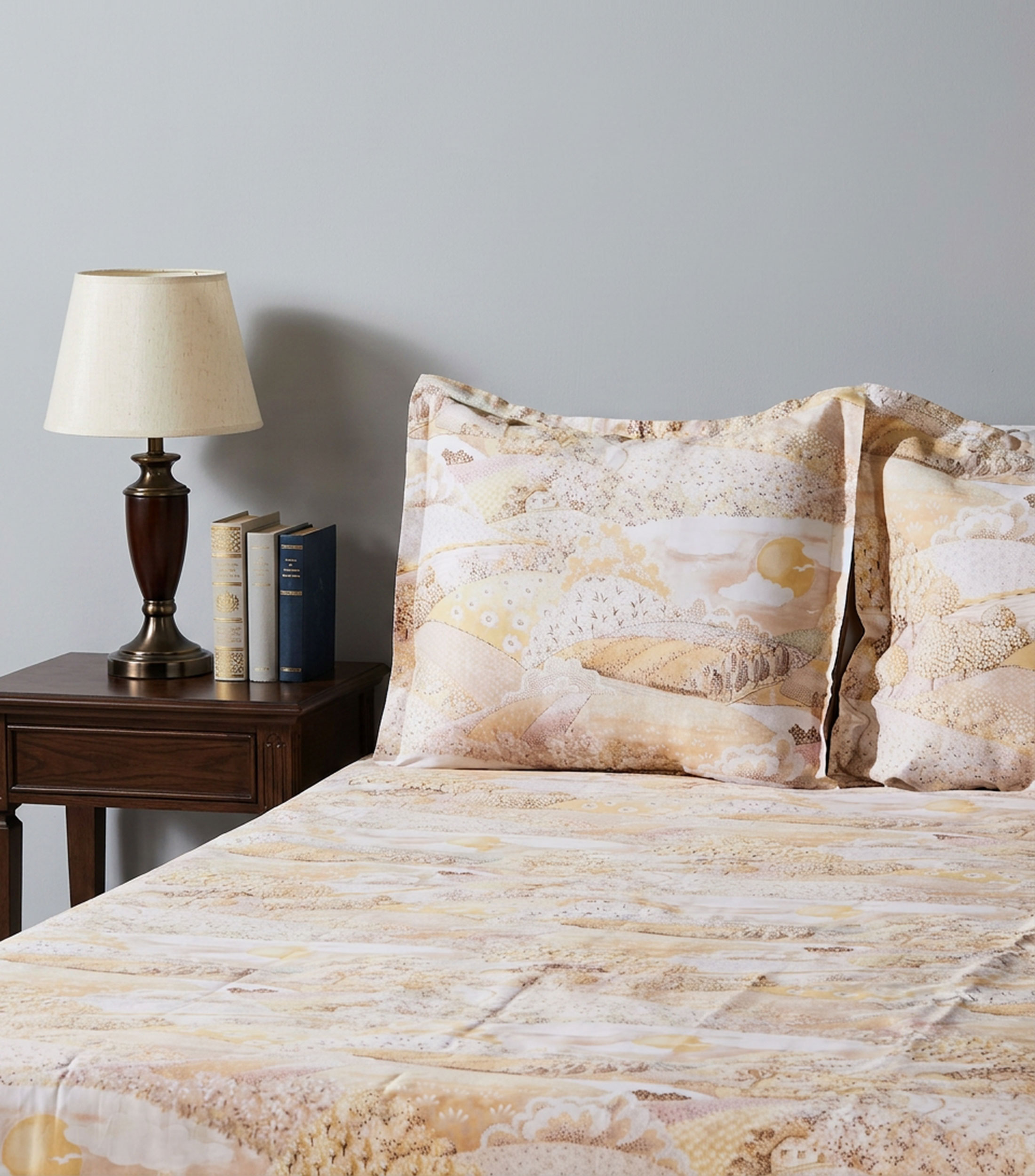 Juego de funda para duvet matrimonial/queen size de algodón Ocre