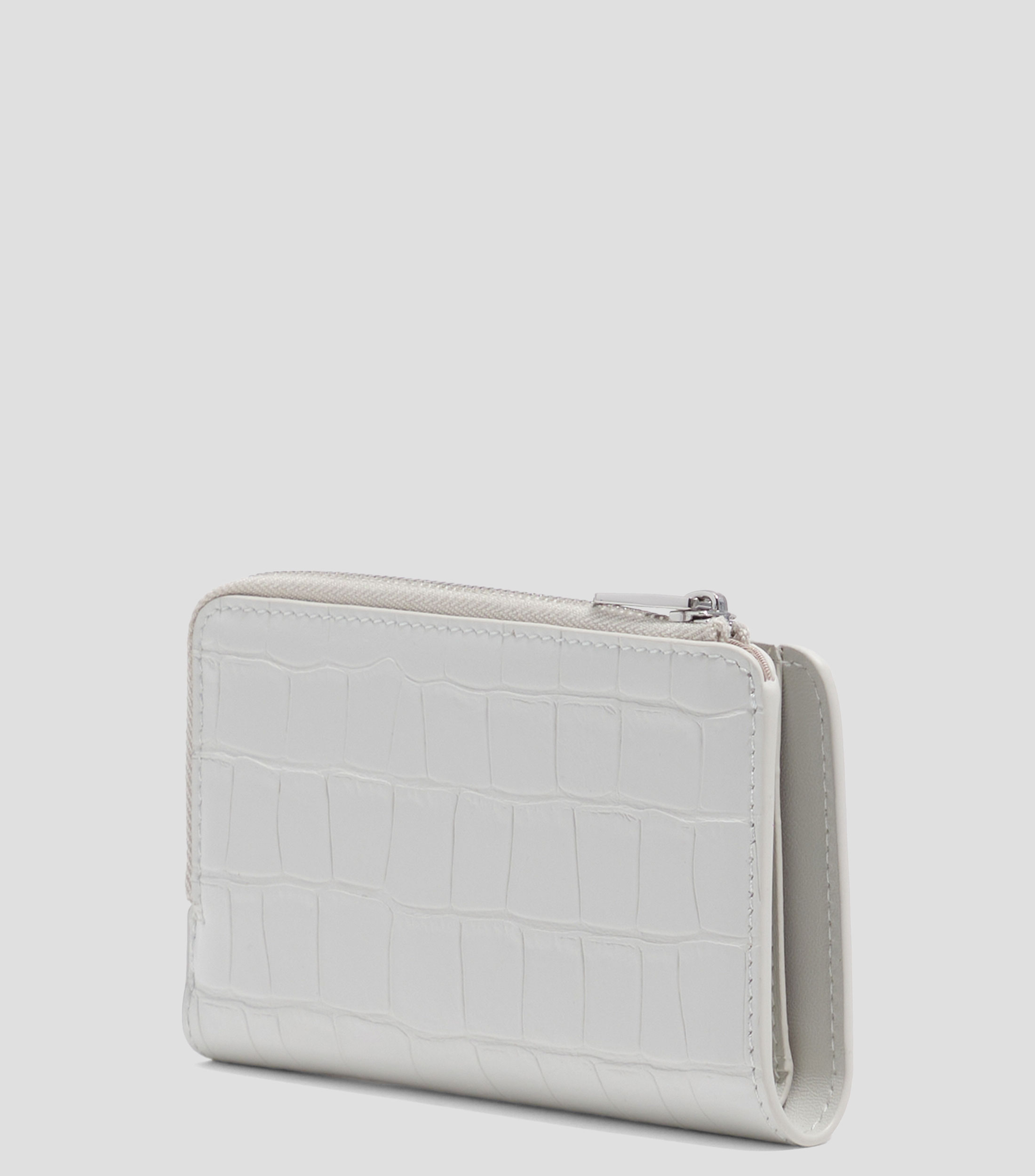 Cartera compacta grabado cocodrilo blanco Mujer