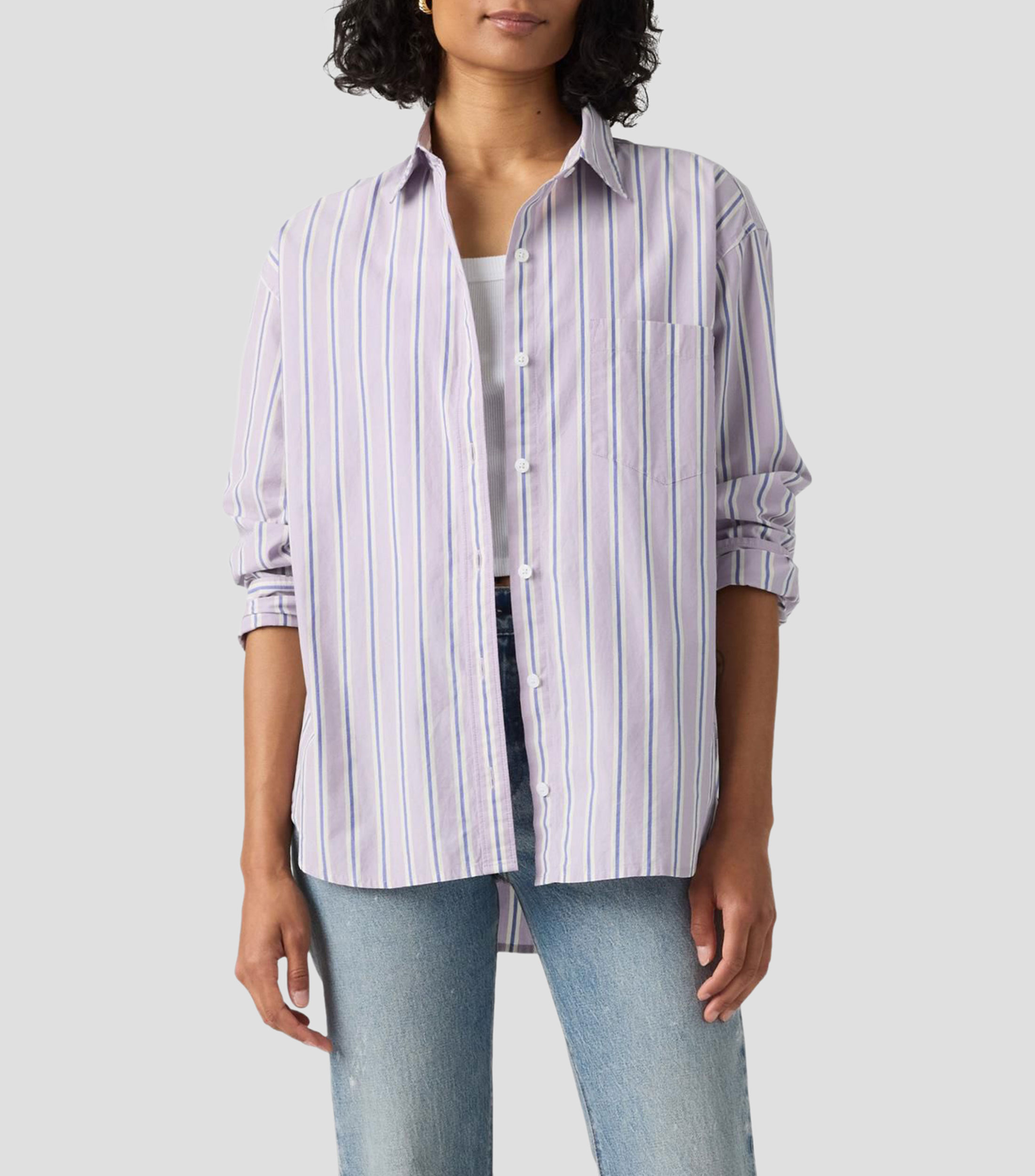 Camisa de rayas manga larga Mujer
