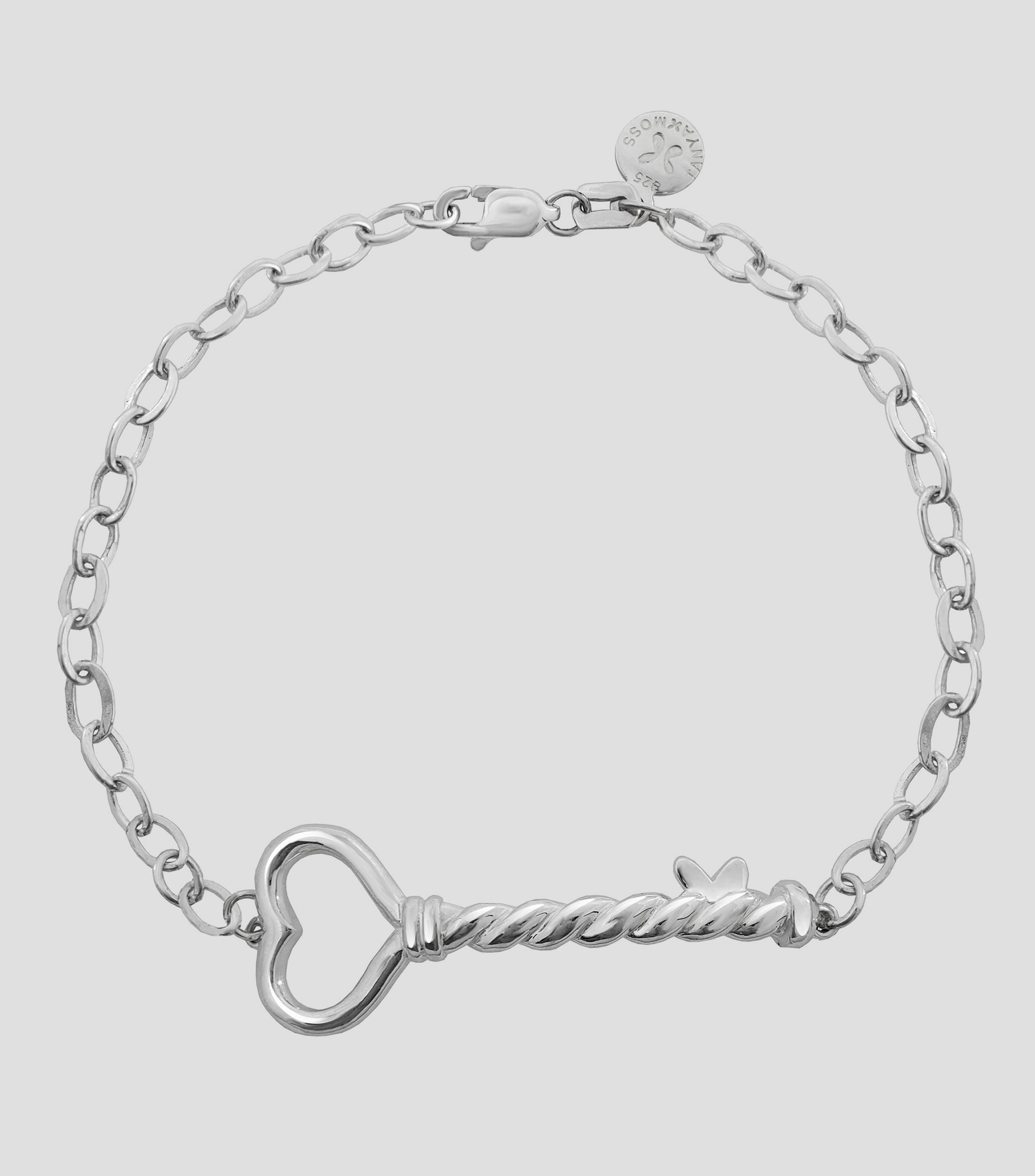 Pulsera en plata .925 Llave del corazón Única Mujer