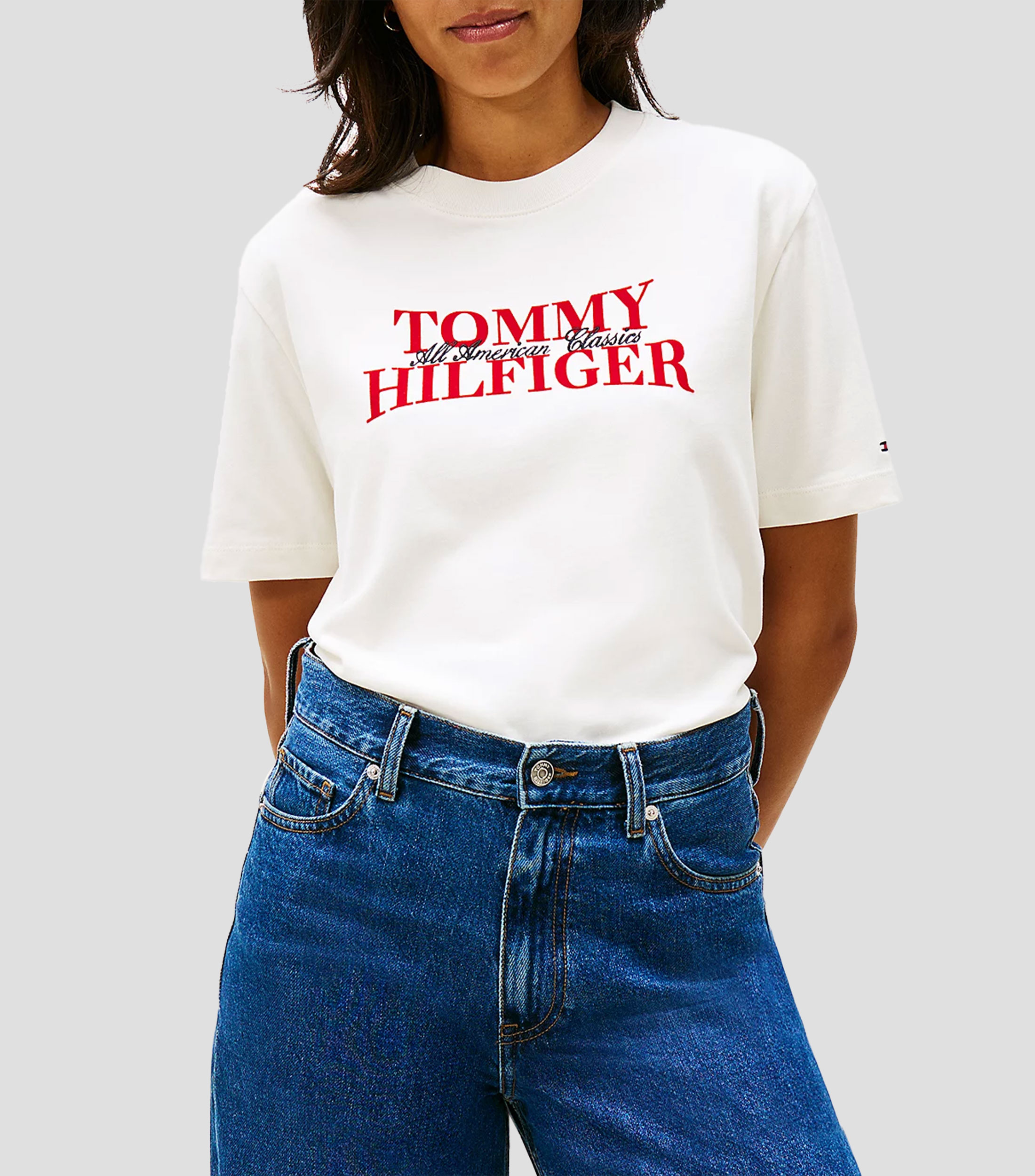 Playera cuello redondo manga corta con estampado Mujer