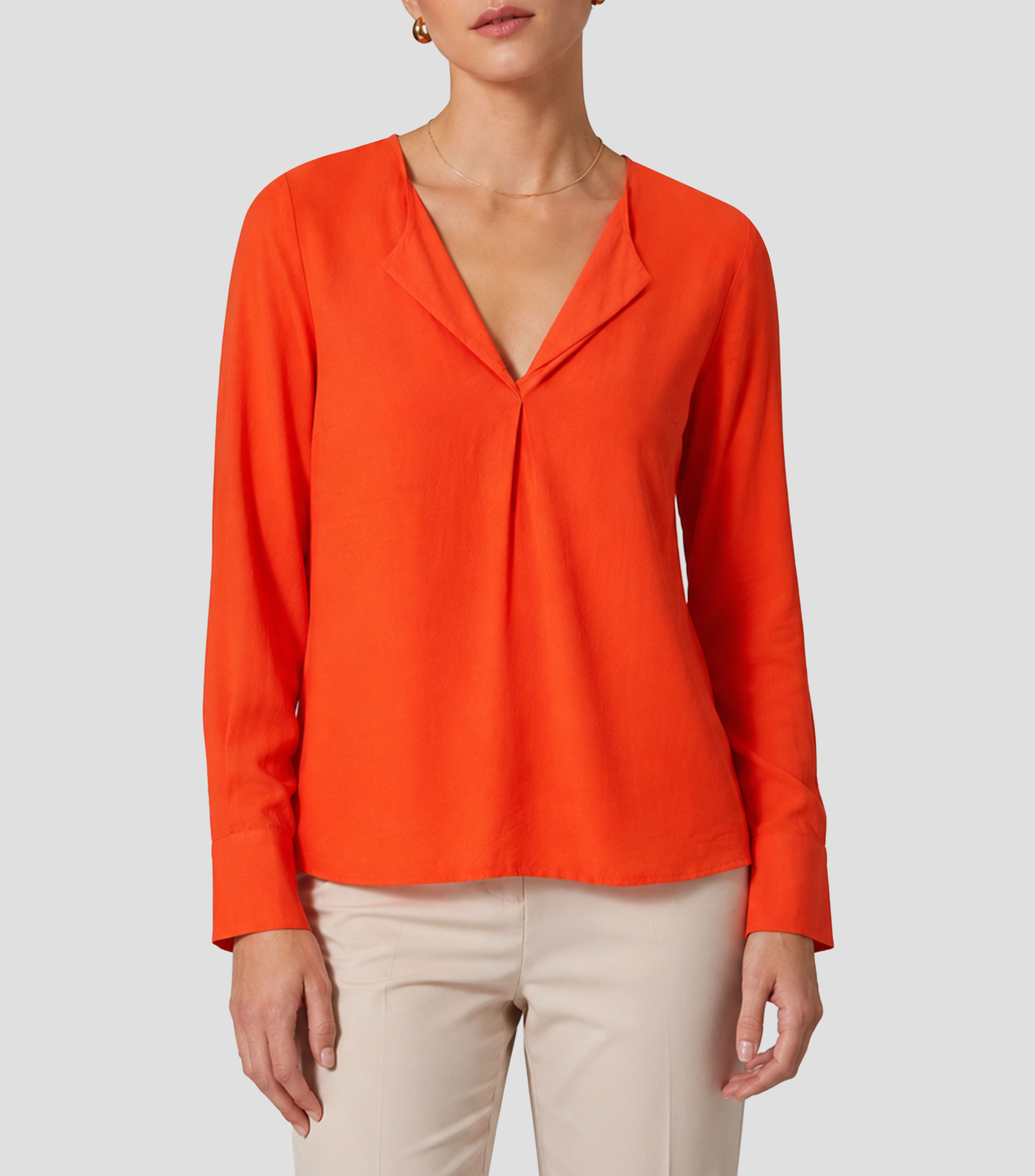 Blusa lisa manga larga Mujer