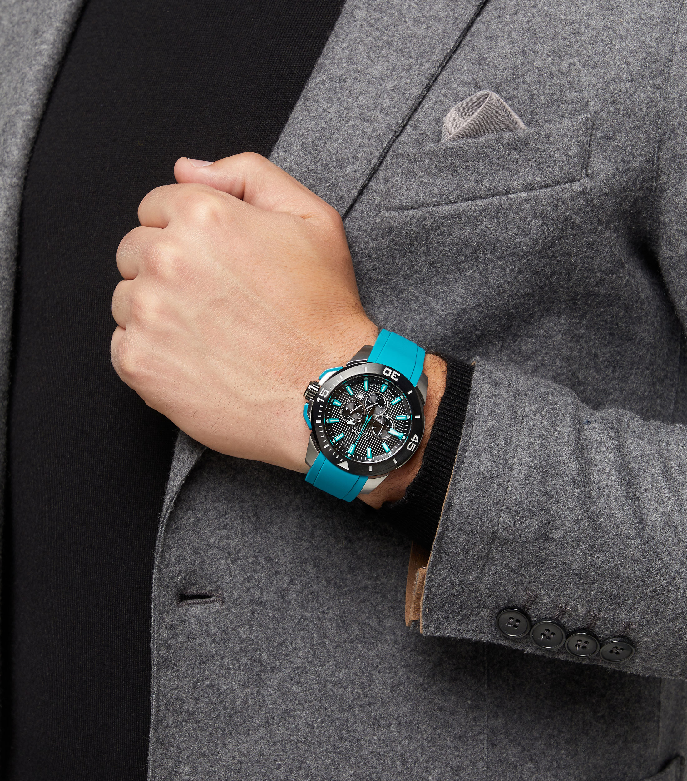 Reloj para Hombre Chrono Bike Casual Plateado, Negro