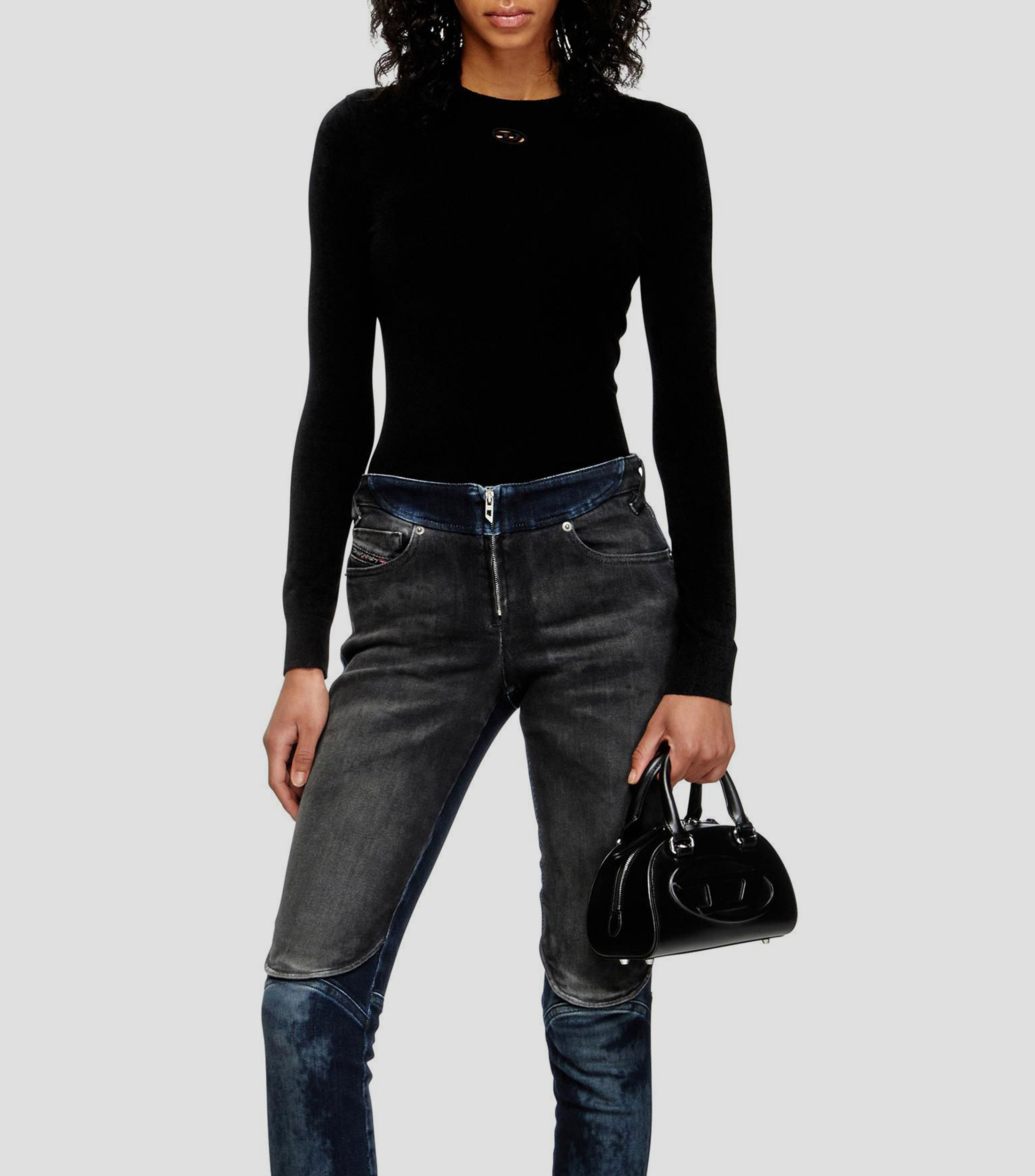 Bolsa mini bowler negra en piel Dome lisa Mujer