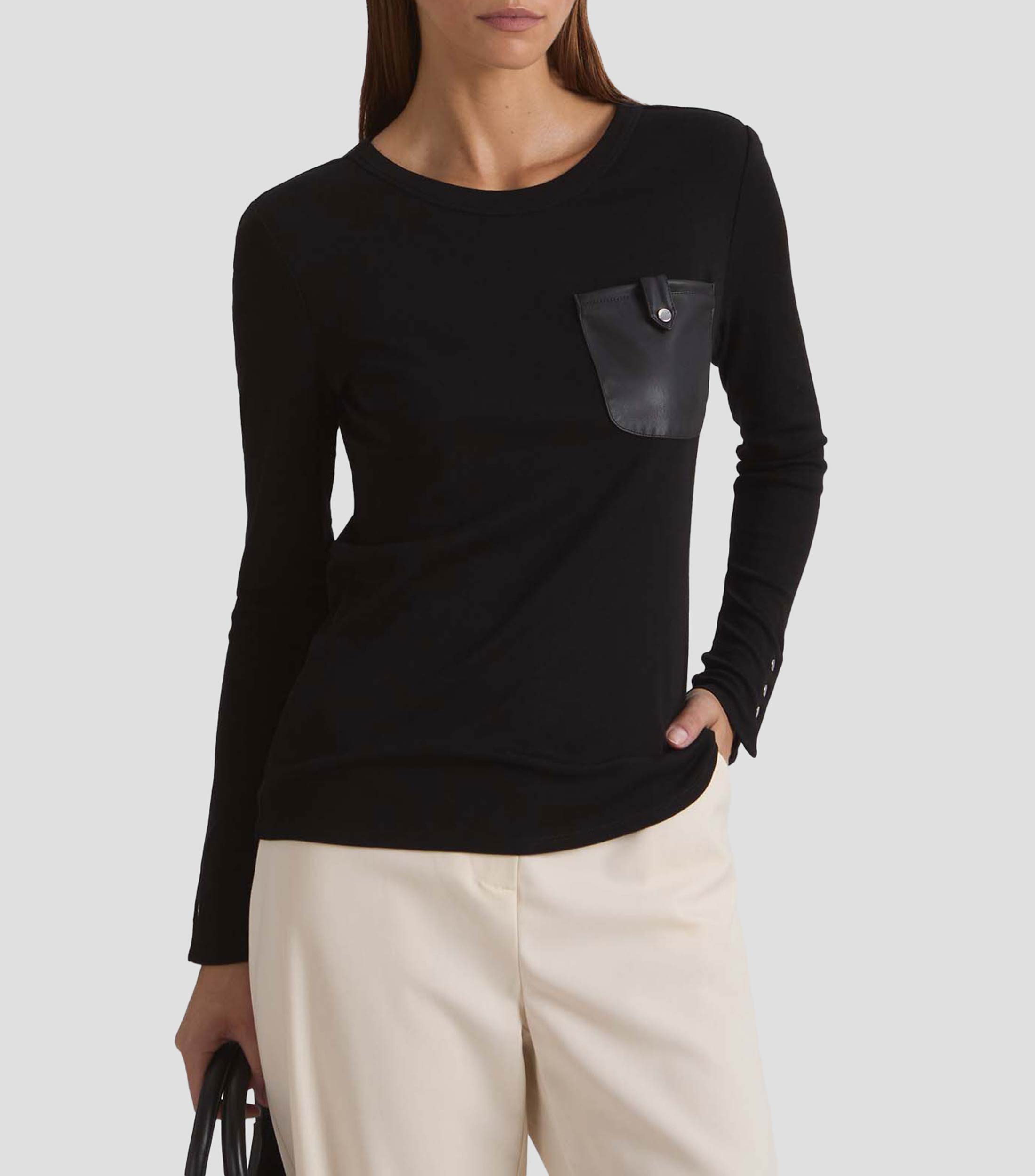 Playera de cuello redondo y manga larga Mujer