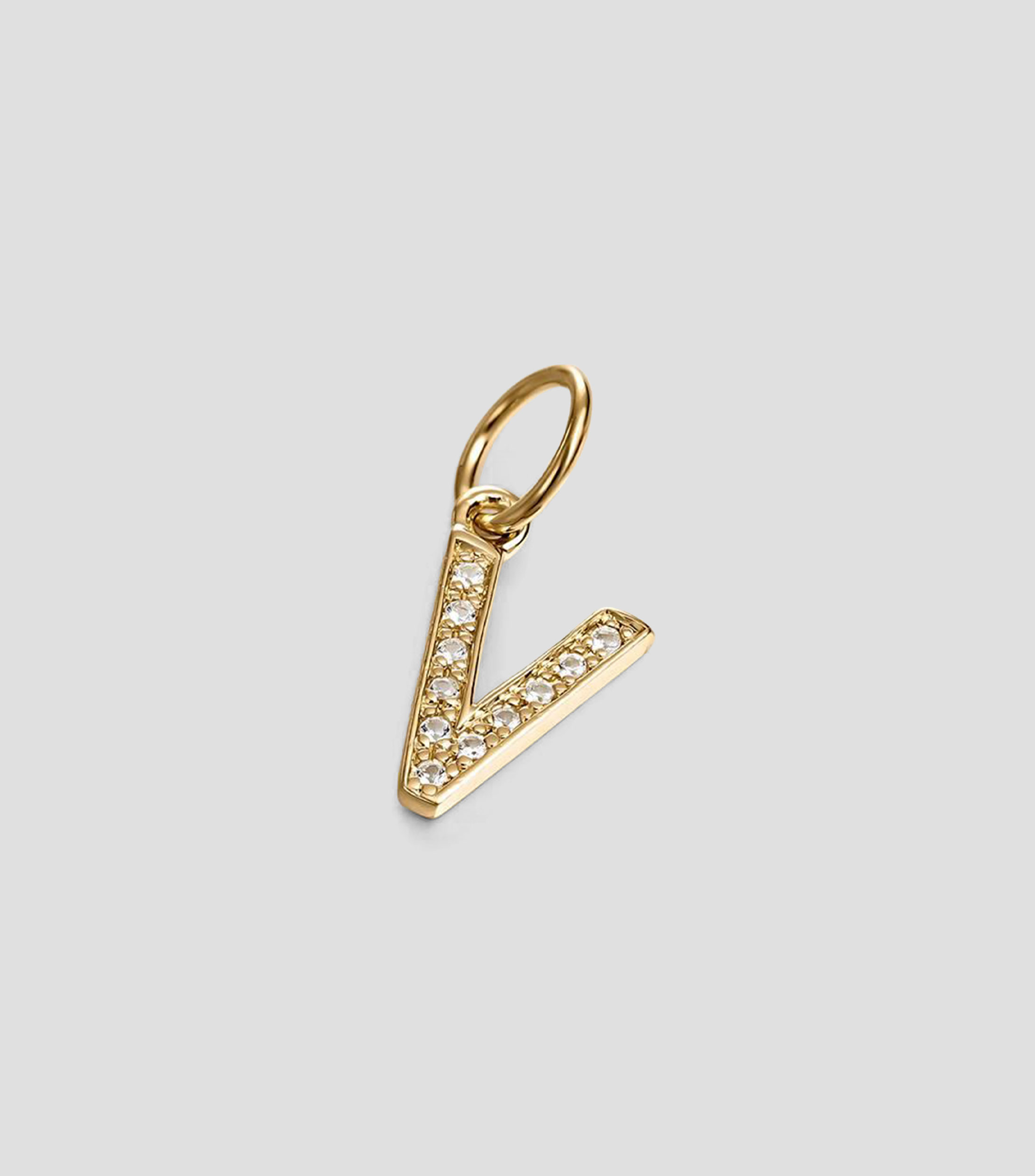 Charm letra "V" en plata .925 con topacios blanco Mujer