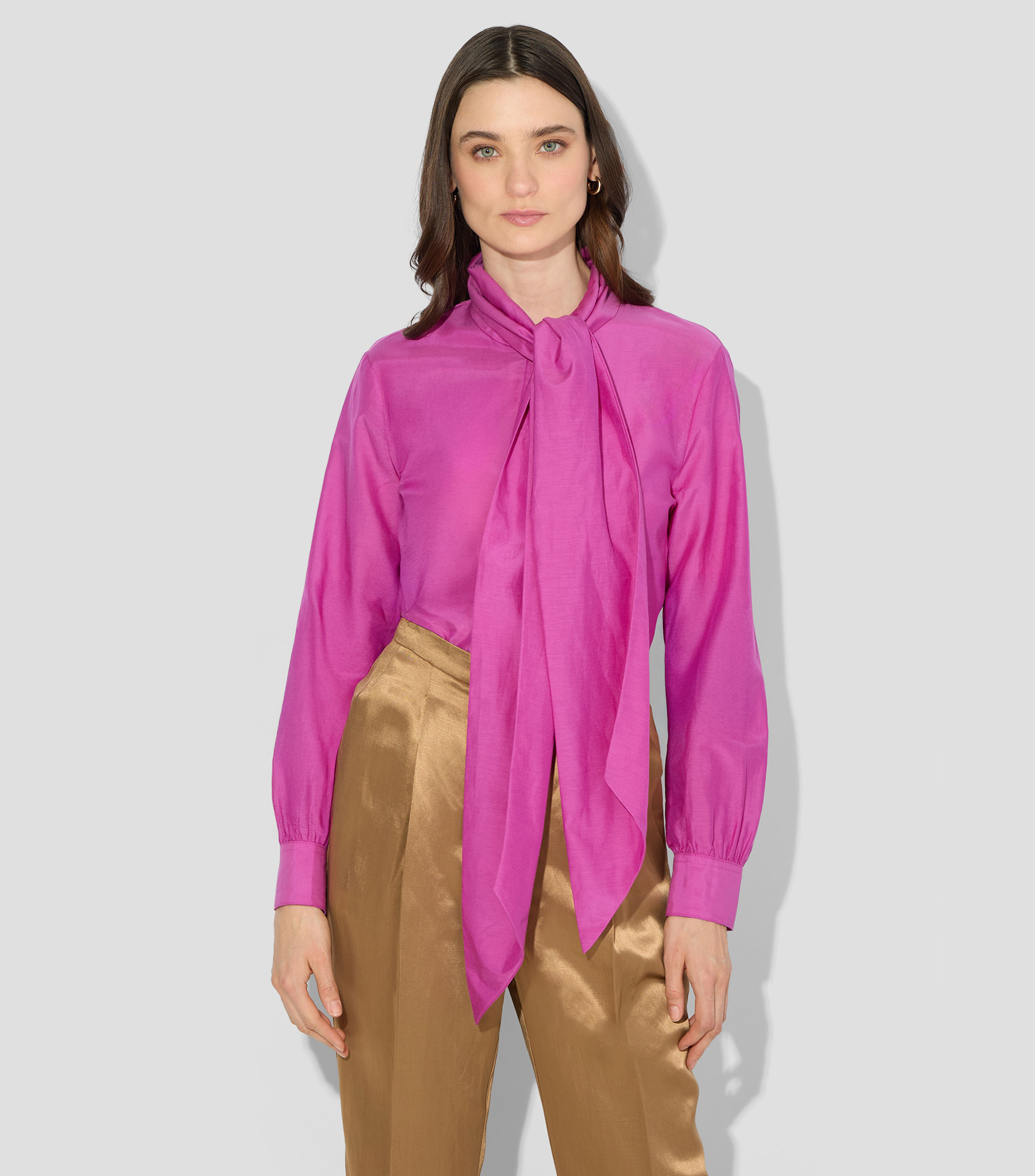 Blusa lisa con manga larga Mujer