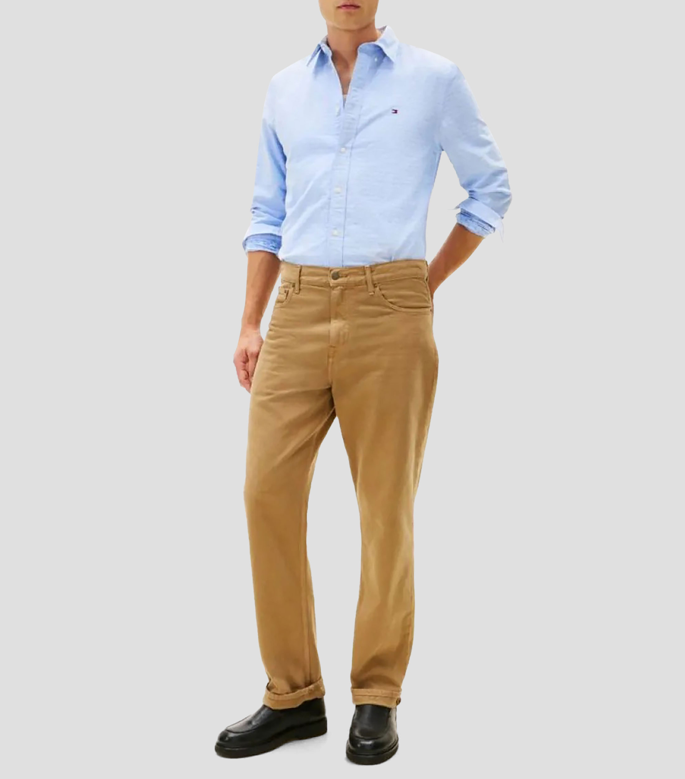 Camisa de diseño sólido manga larga Hombre
