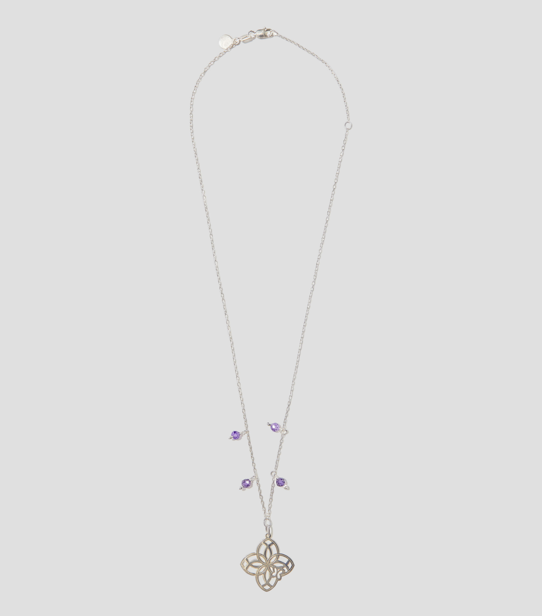 Dije y cadena Flor 4 petalos en Plata .925 Mujer
