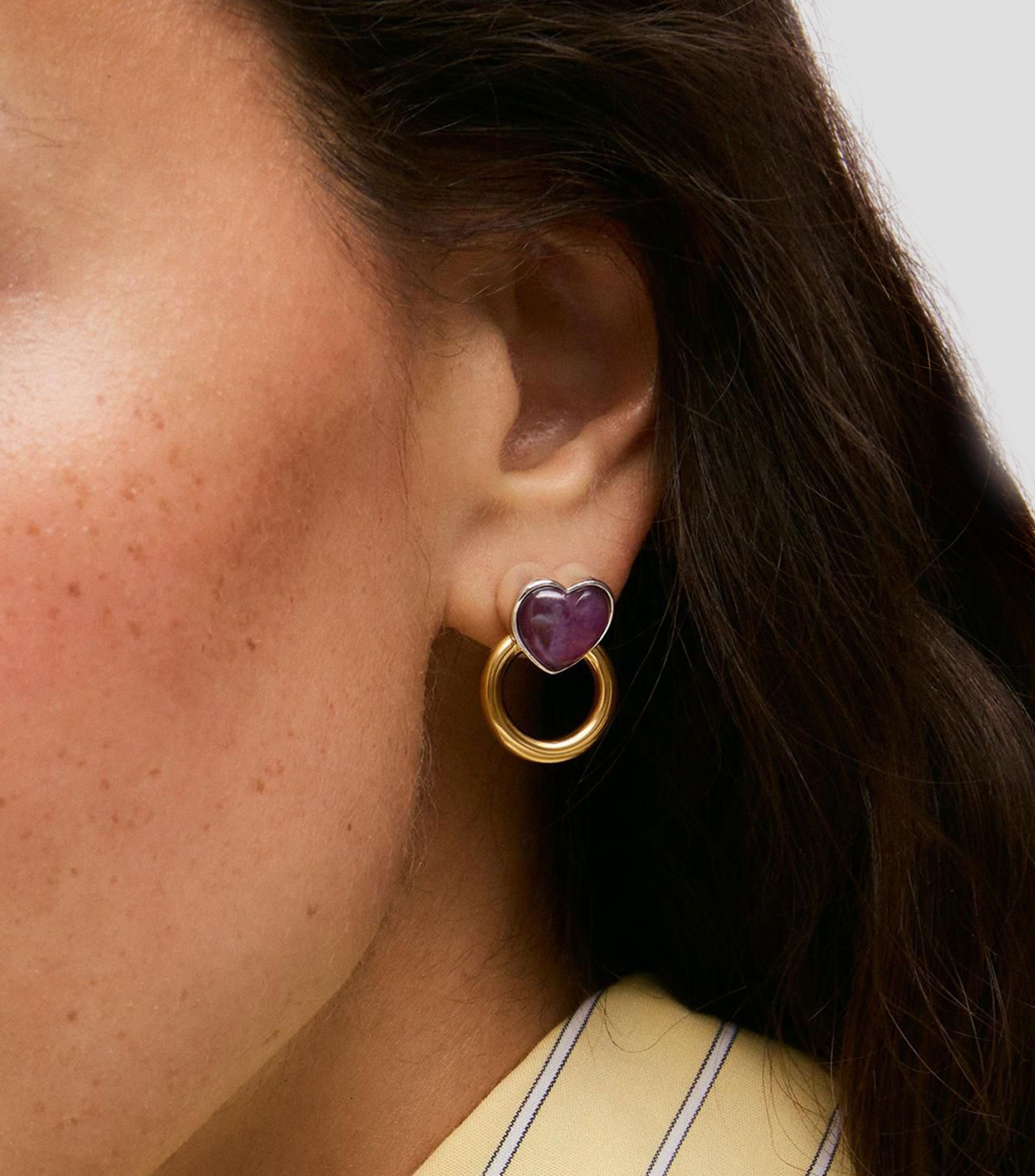 Aretes aro bicolor con amatista Tous Gem Power Mujer