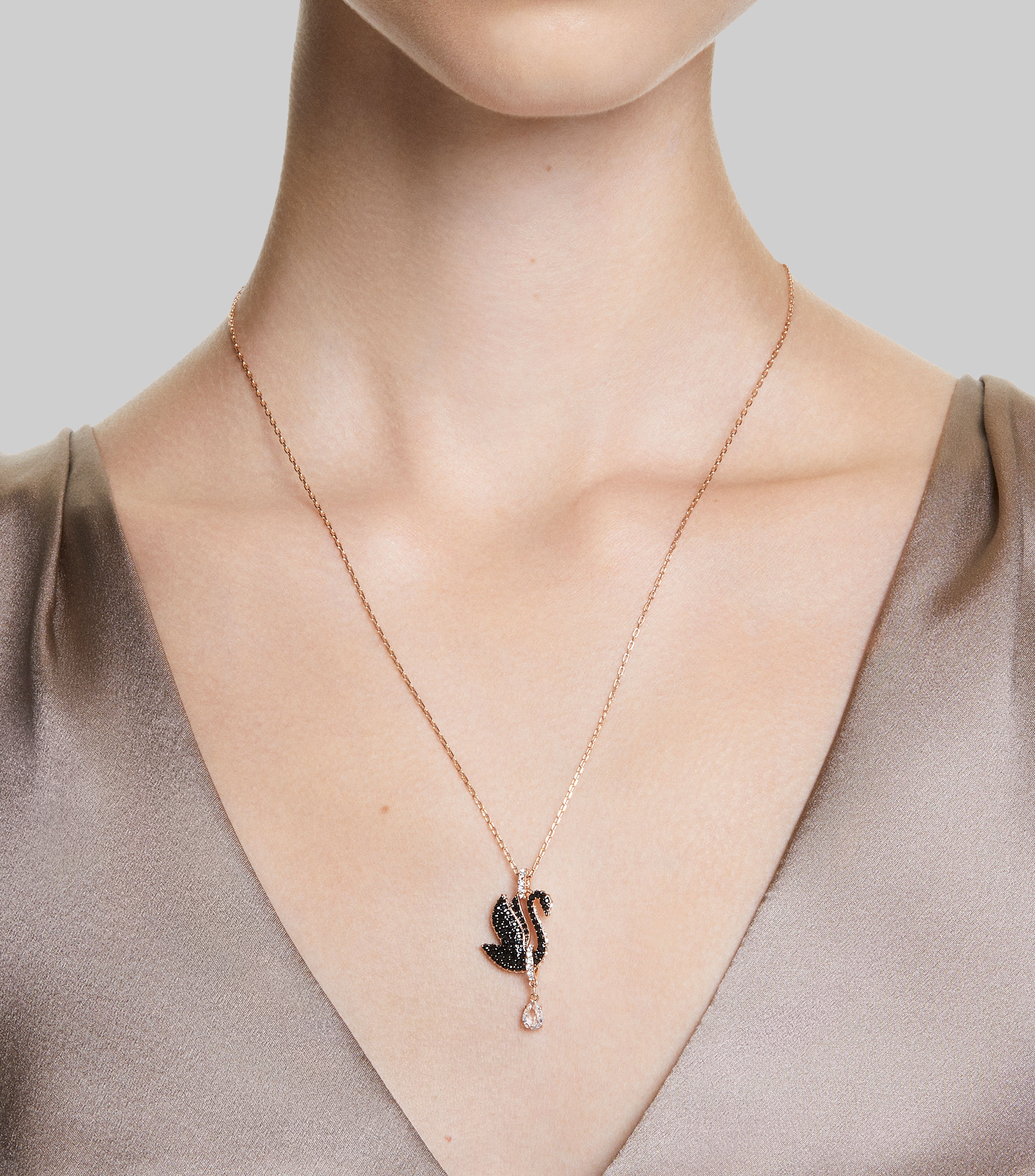 Collar en bano de oro rosa Swan Cisne Mujer