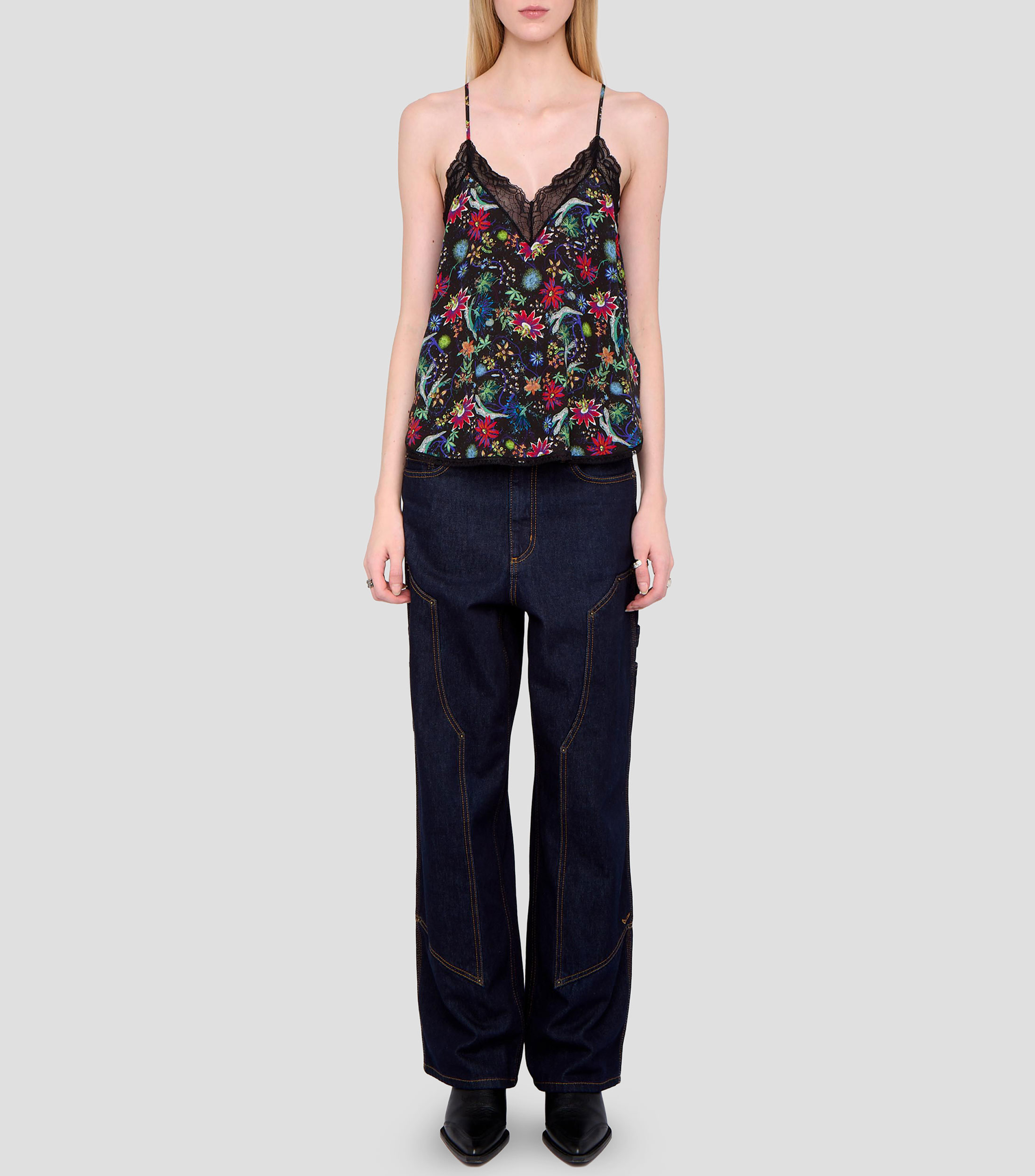 Blusa estampada sin mangas Mujer
