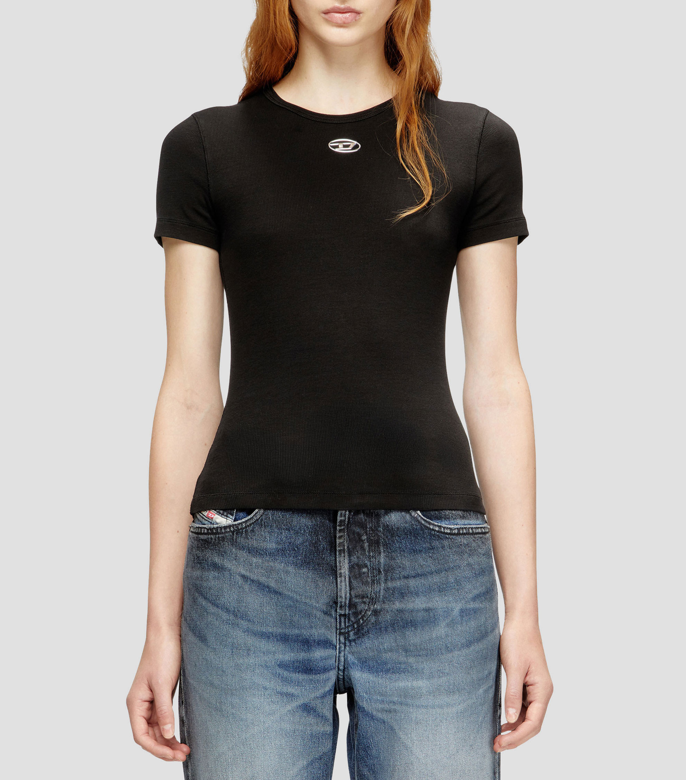 Playera cuello redondo manga corta lisa Mujer