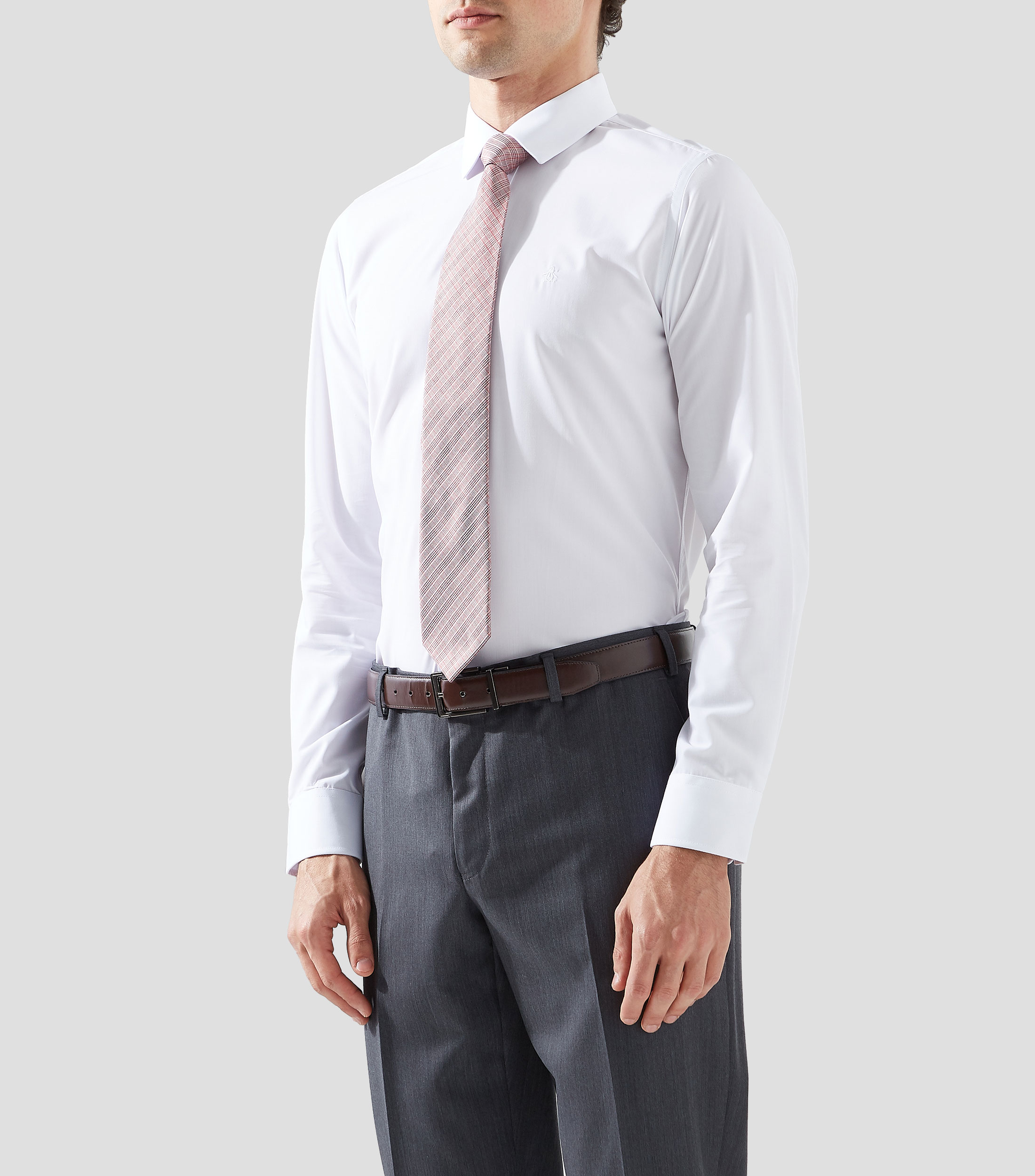 Camisa de vestir blanca lisa con manga larga Hombre