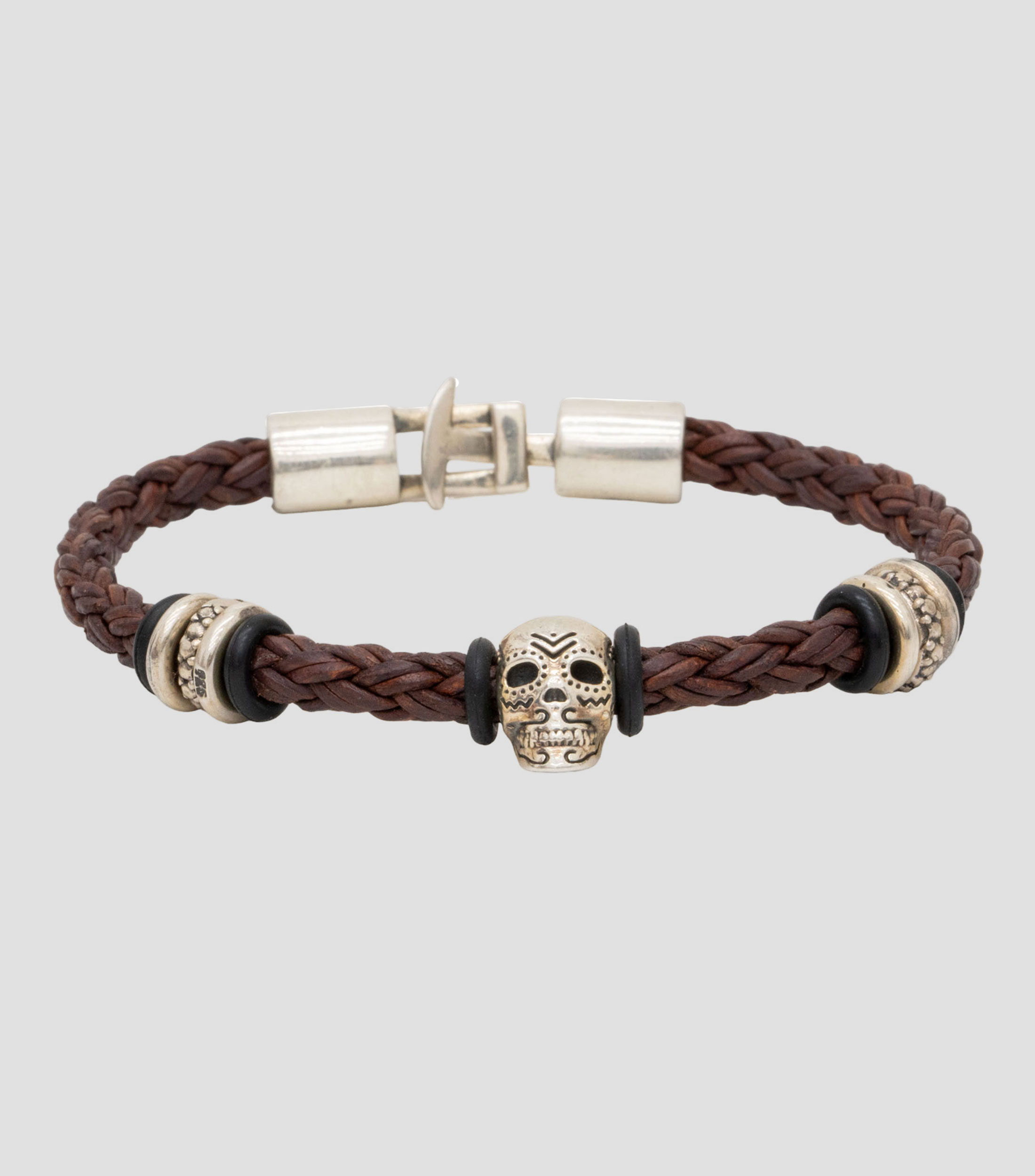 Brazalete en Piel Entrelazado con Litografia Hombre