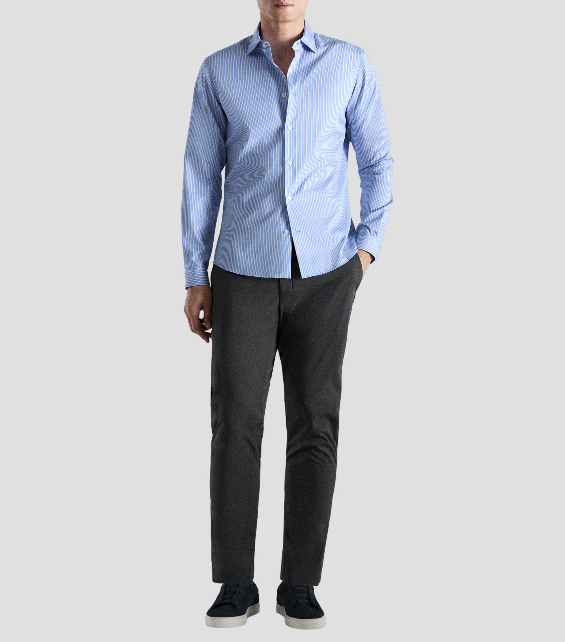 Camisa con rayas manga larga Hombre