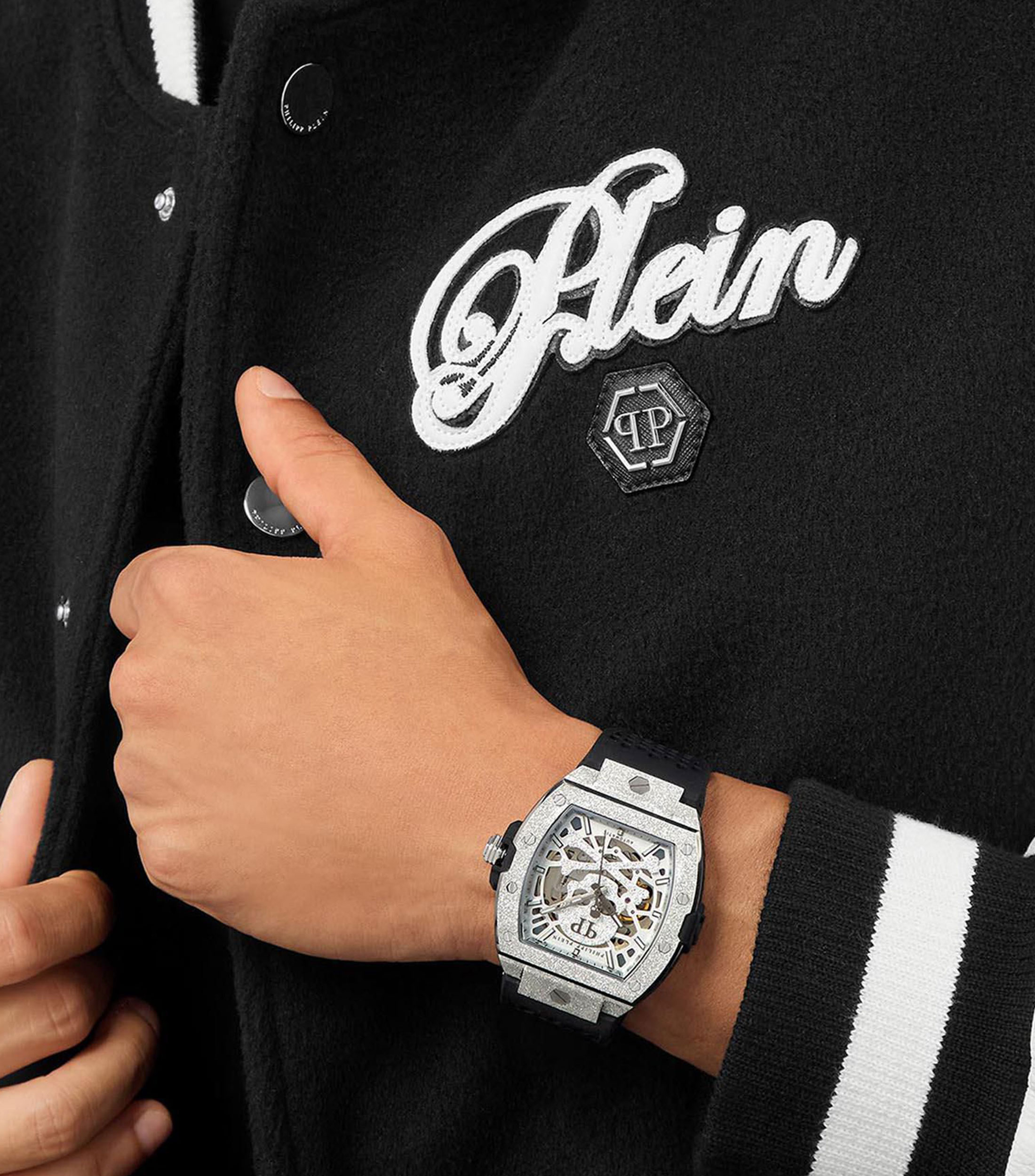 Reloj para hombre Skeleton Casual, Gris, Negro