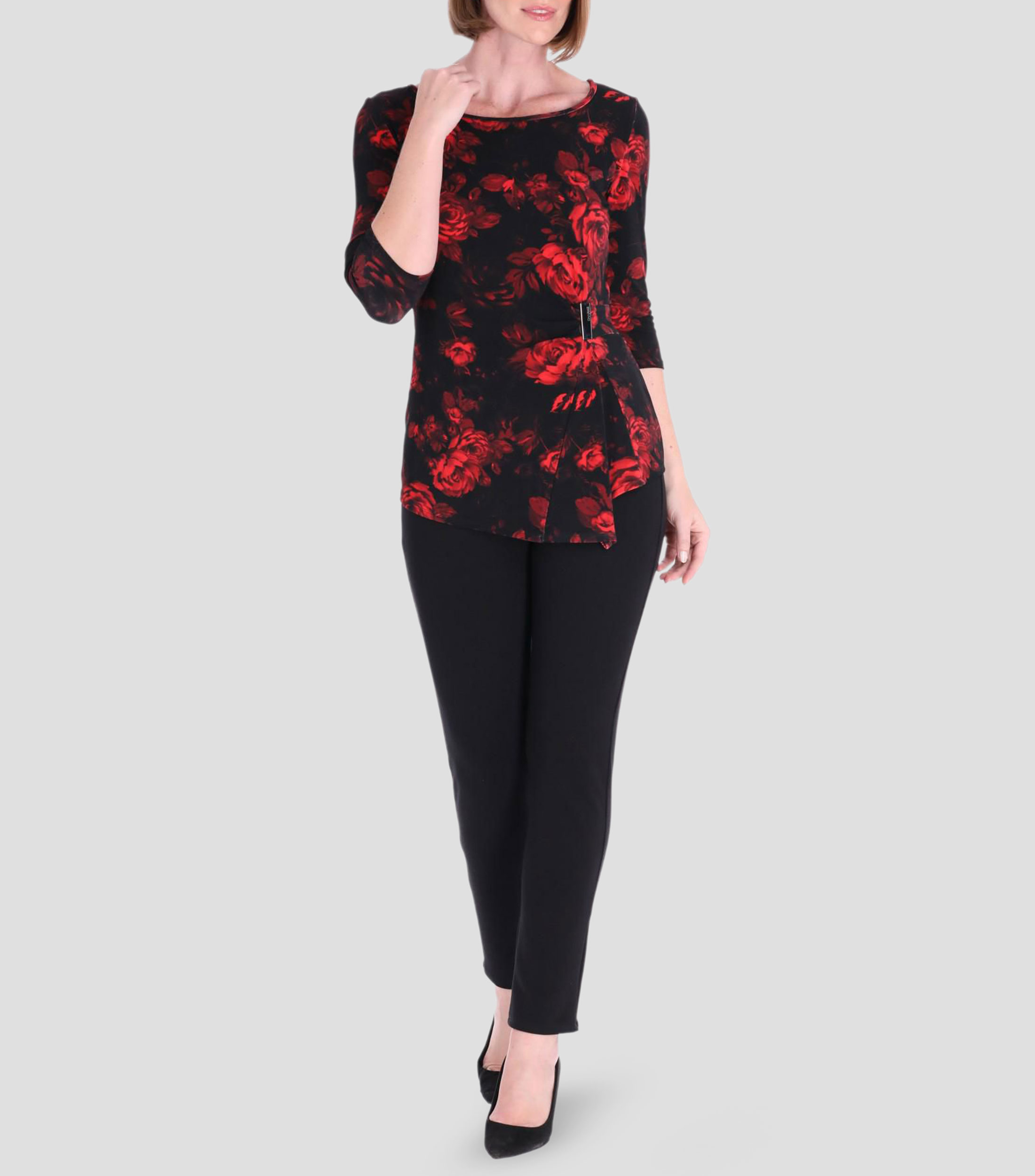 Blusa estampada con manga 3/4 Petite Mujer