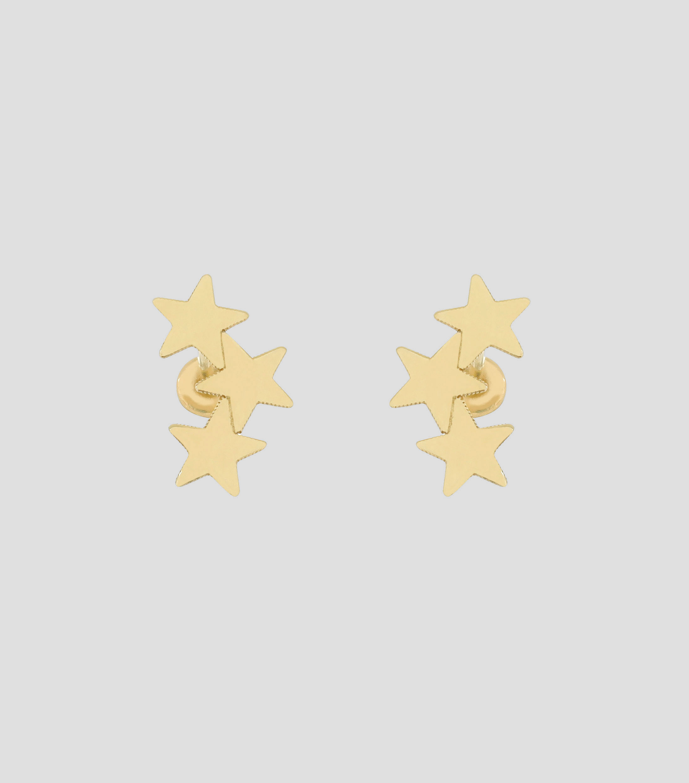 Aretes en oro amarillo de 10 kilates con tres estrellas en fila Niña