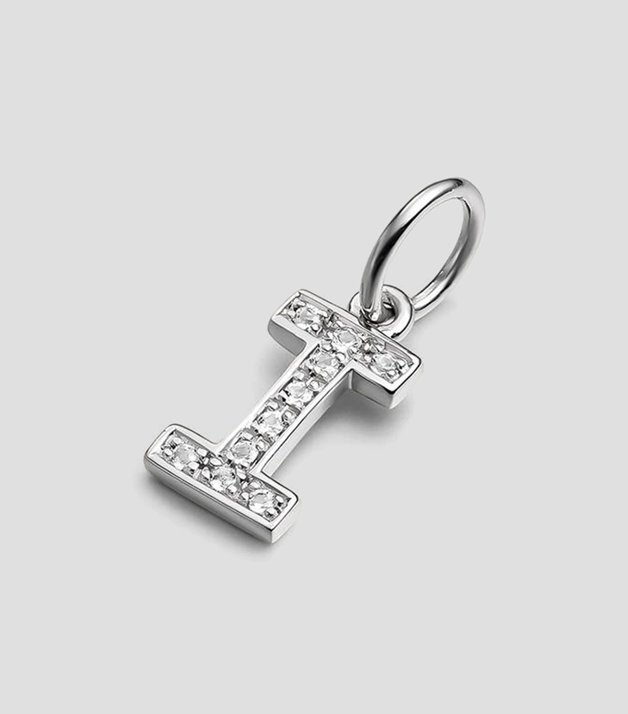 Charm letra I en plata .925 ABC con topacios blancos Mujer