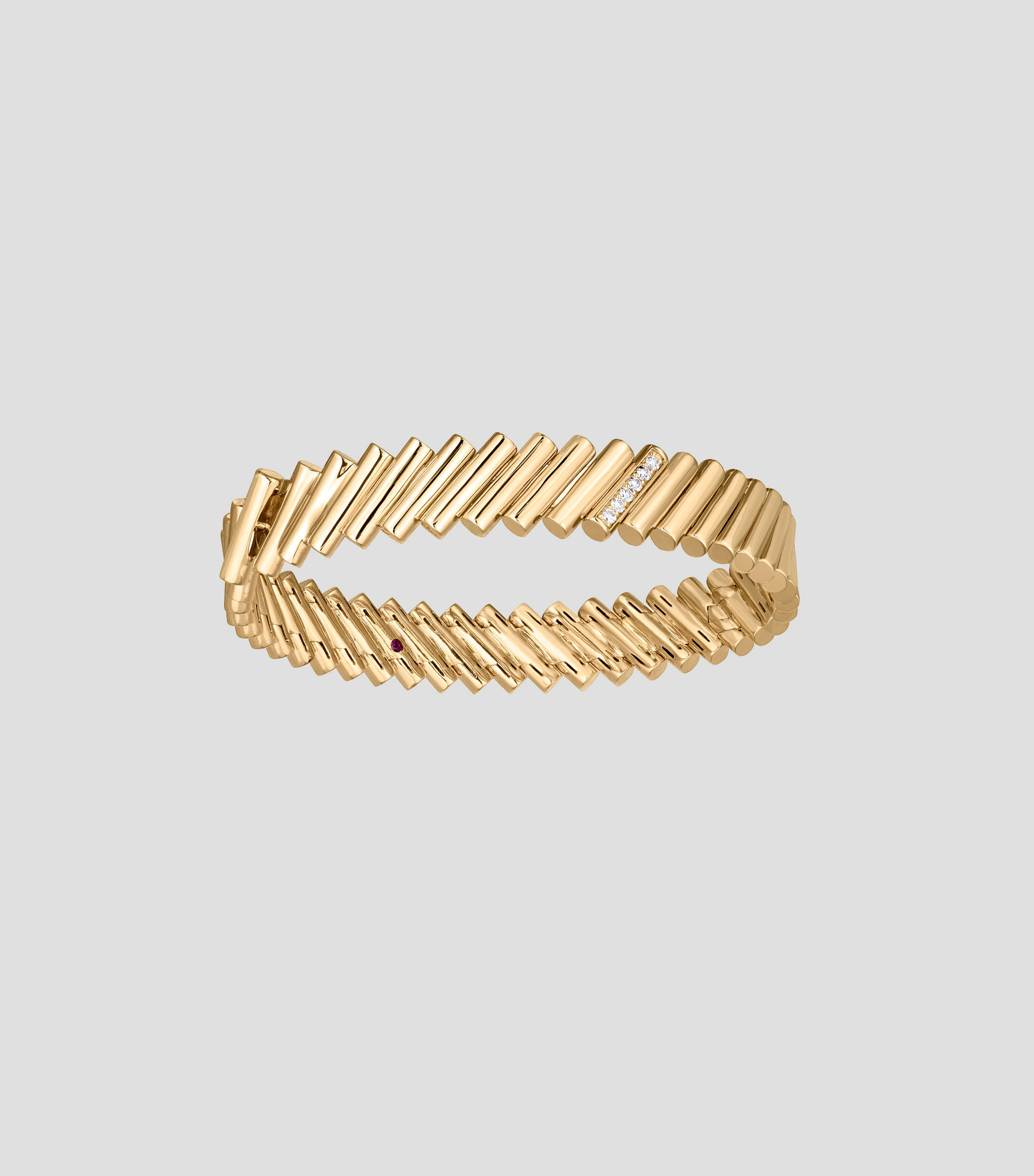 Brazalete en oro amarillo de 18 kilates con diamantes Domino Mujer