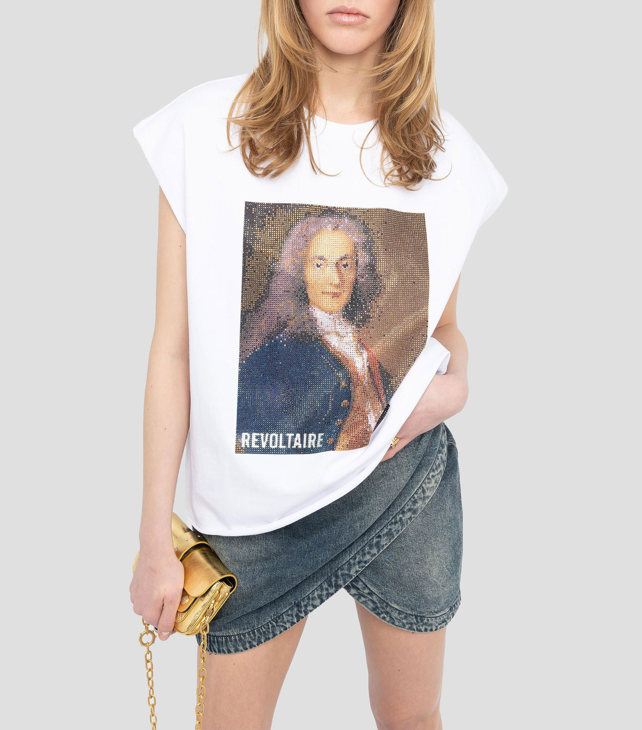 Playera cuello redondo manga corta estampada Mujer