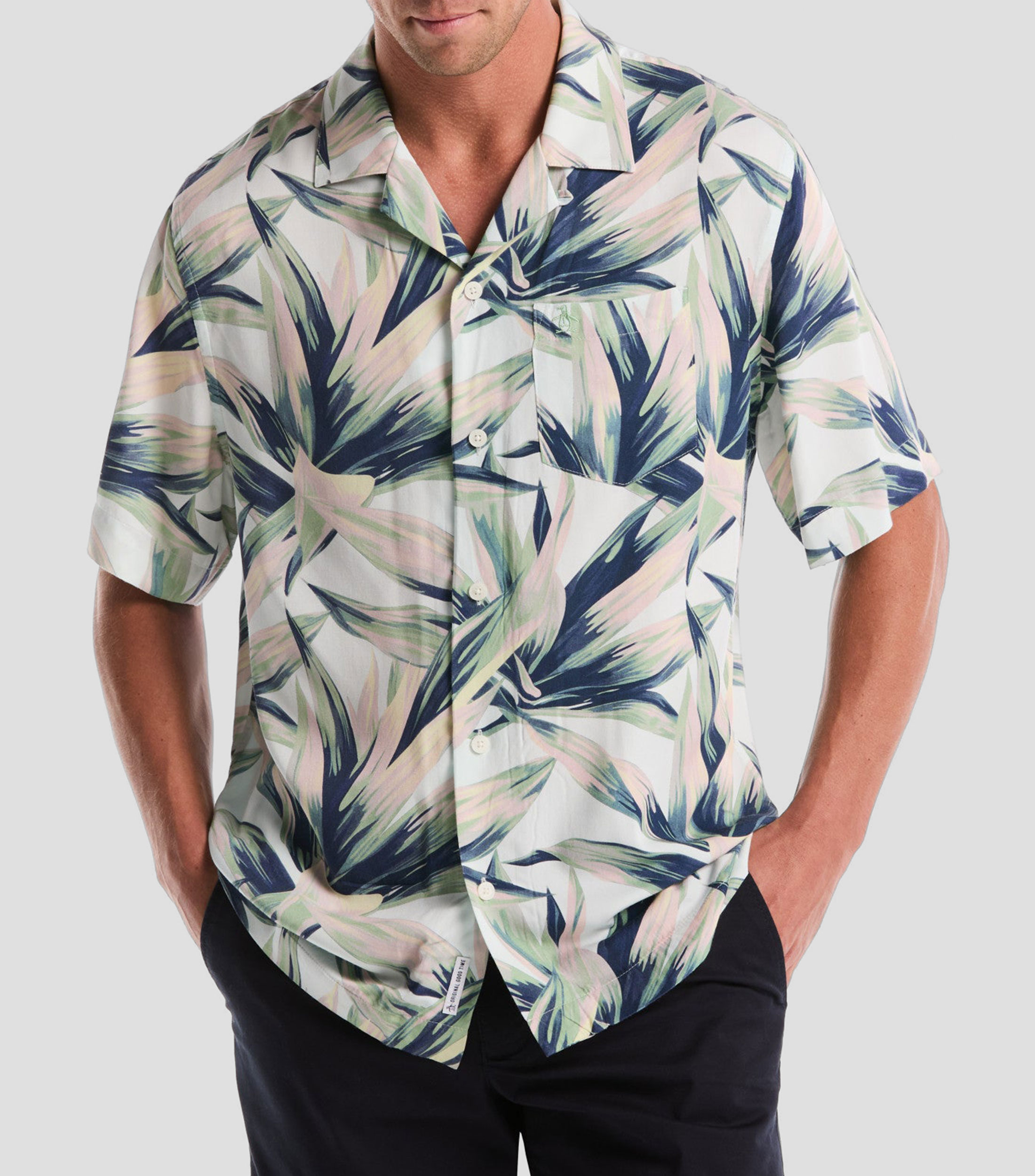 Camisa Hawaiana estampada manga corta Hombre