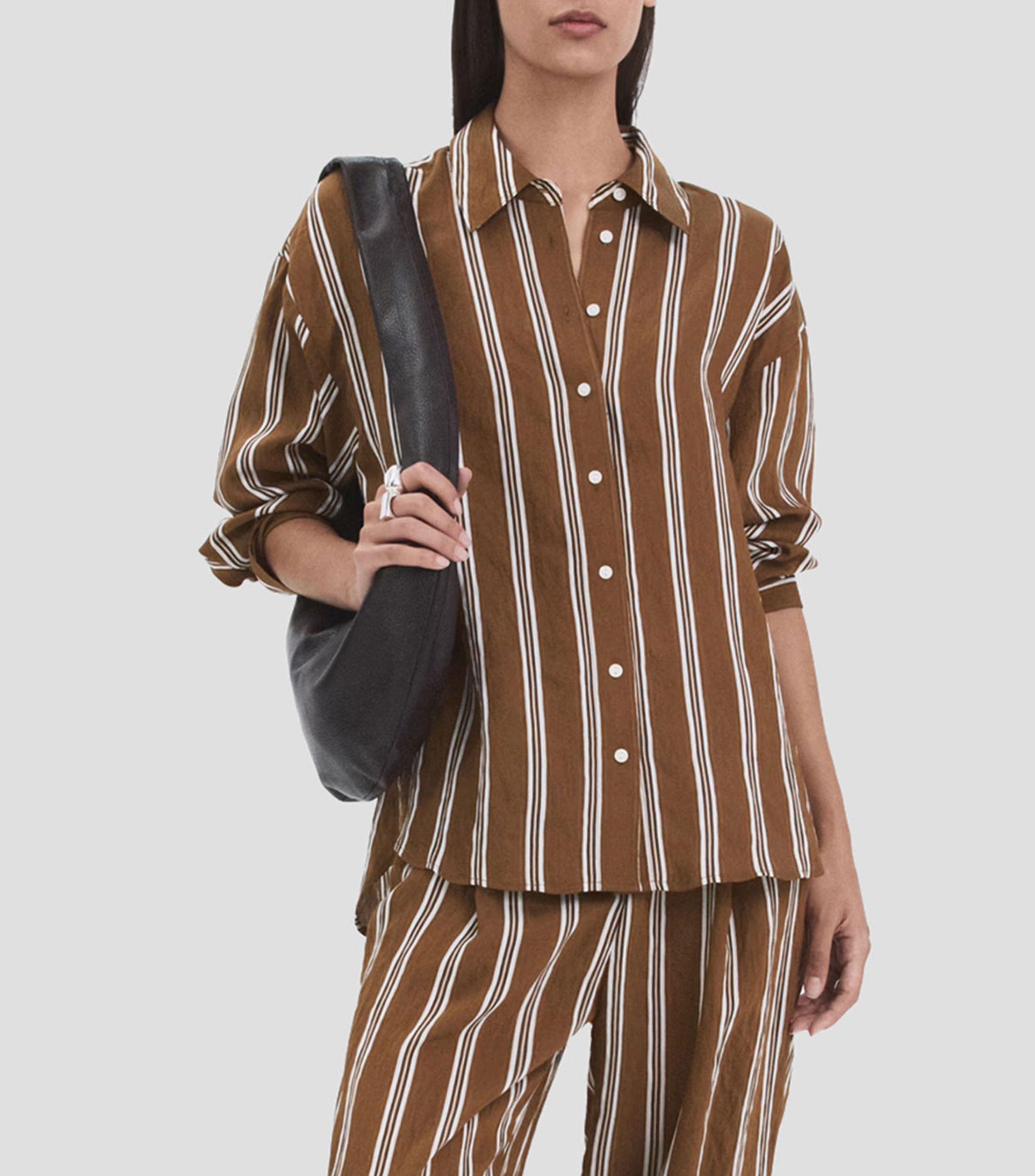 Camisa a rayas manga larga Mujer