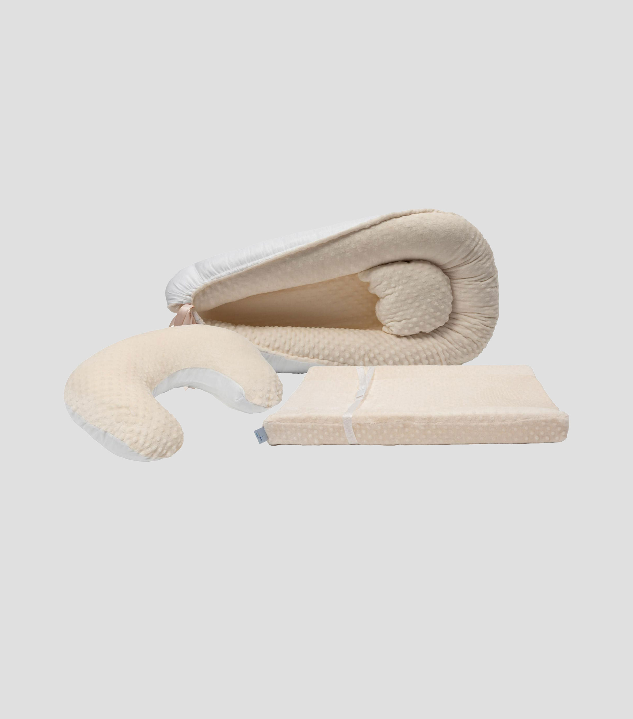 Set Nido de bebé + Almohada de lactancia + Colchón Cambiador, Beige