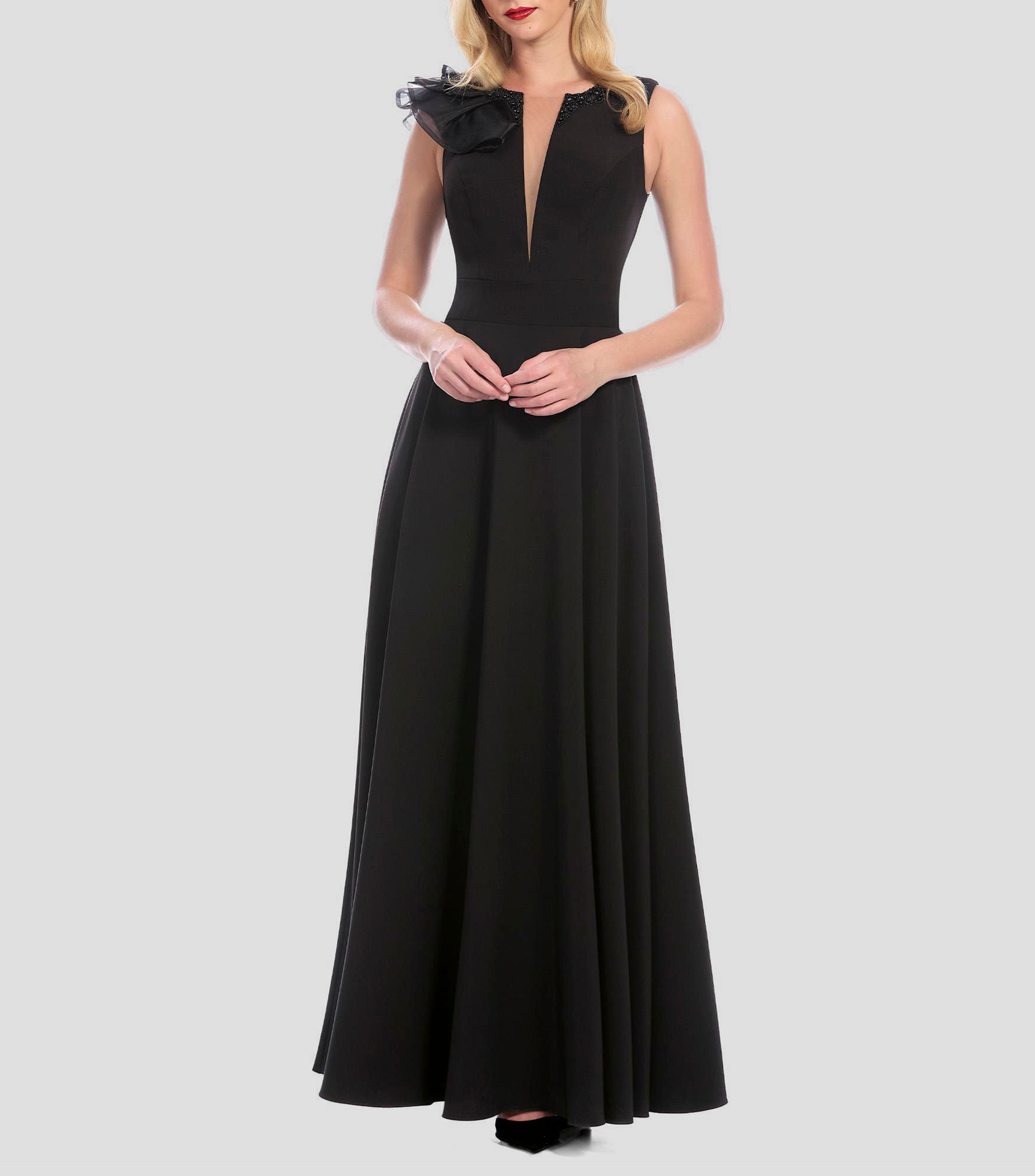 Vestido de fiesta largo liso Mujer