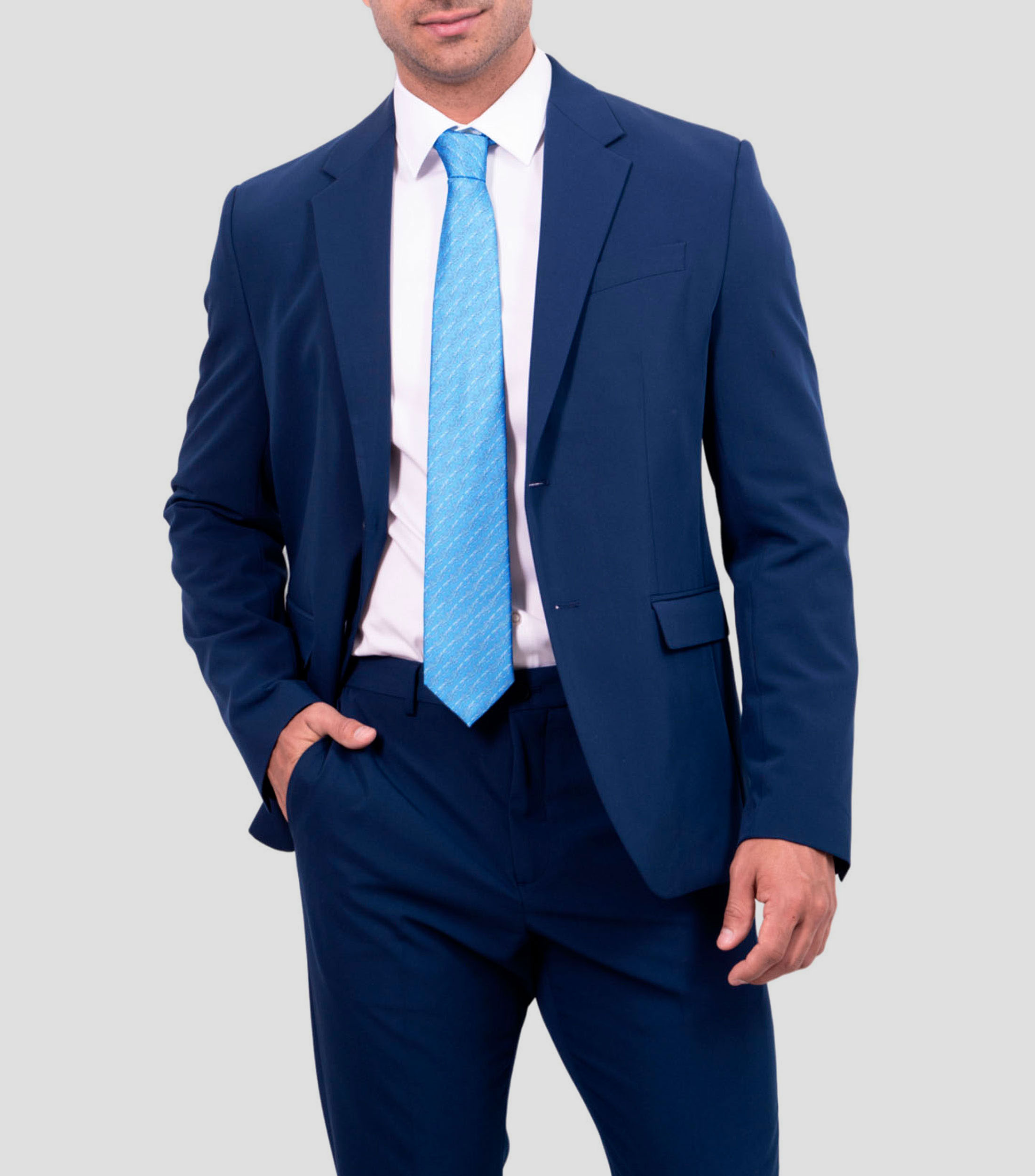 Corbata ancha en seda azul claro estampada Quetzalcóatl