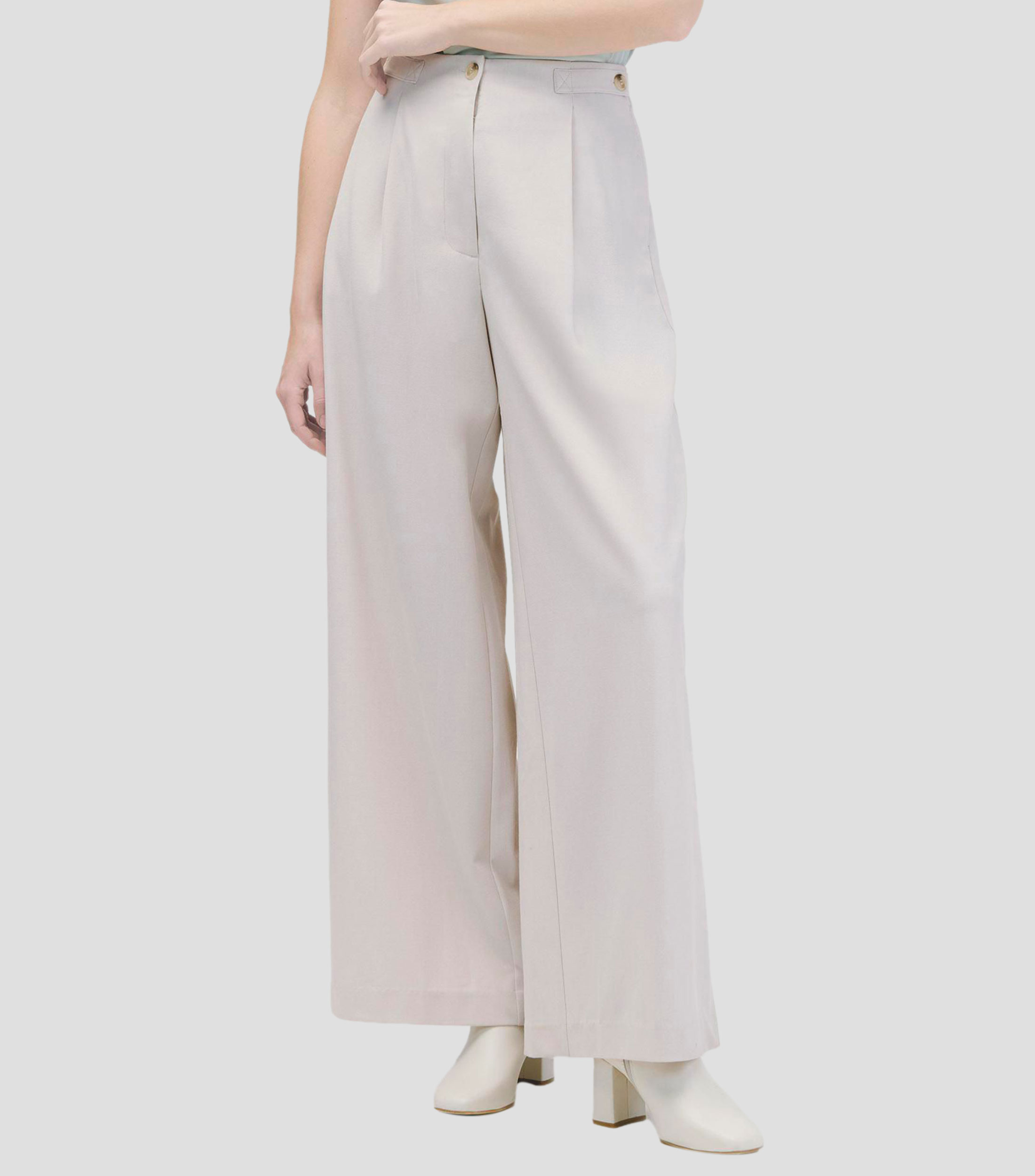 Pantalón Palazzo Arena Tiro Alto Pinzas Y Charreteras Mujer