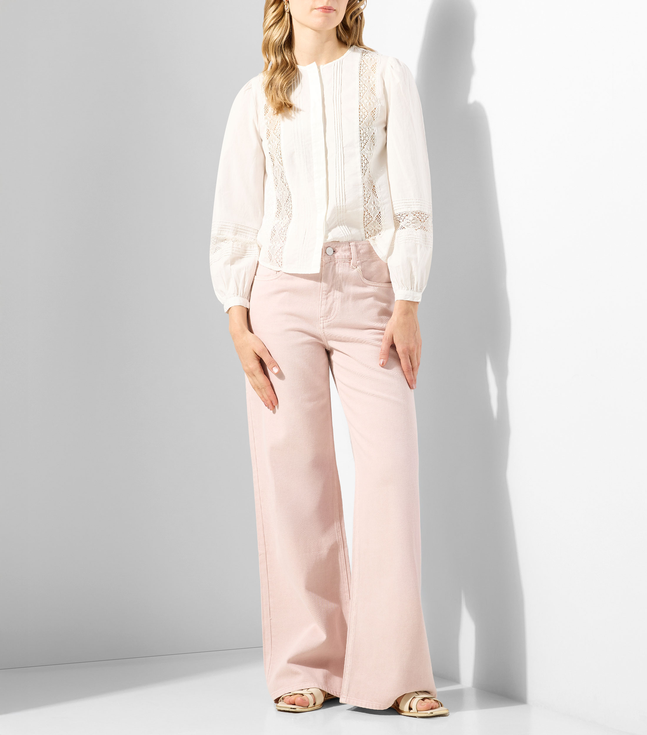 Blusa sólida manga larga Mujer