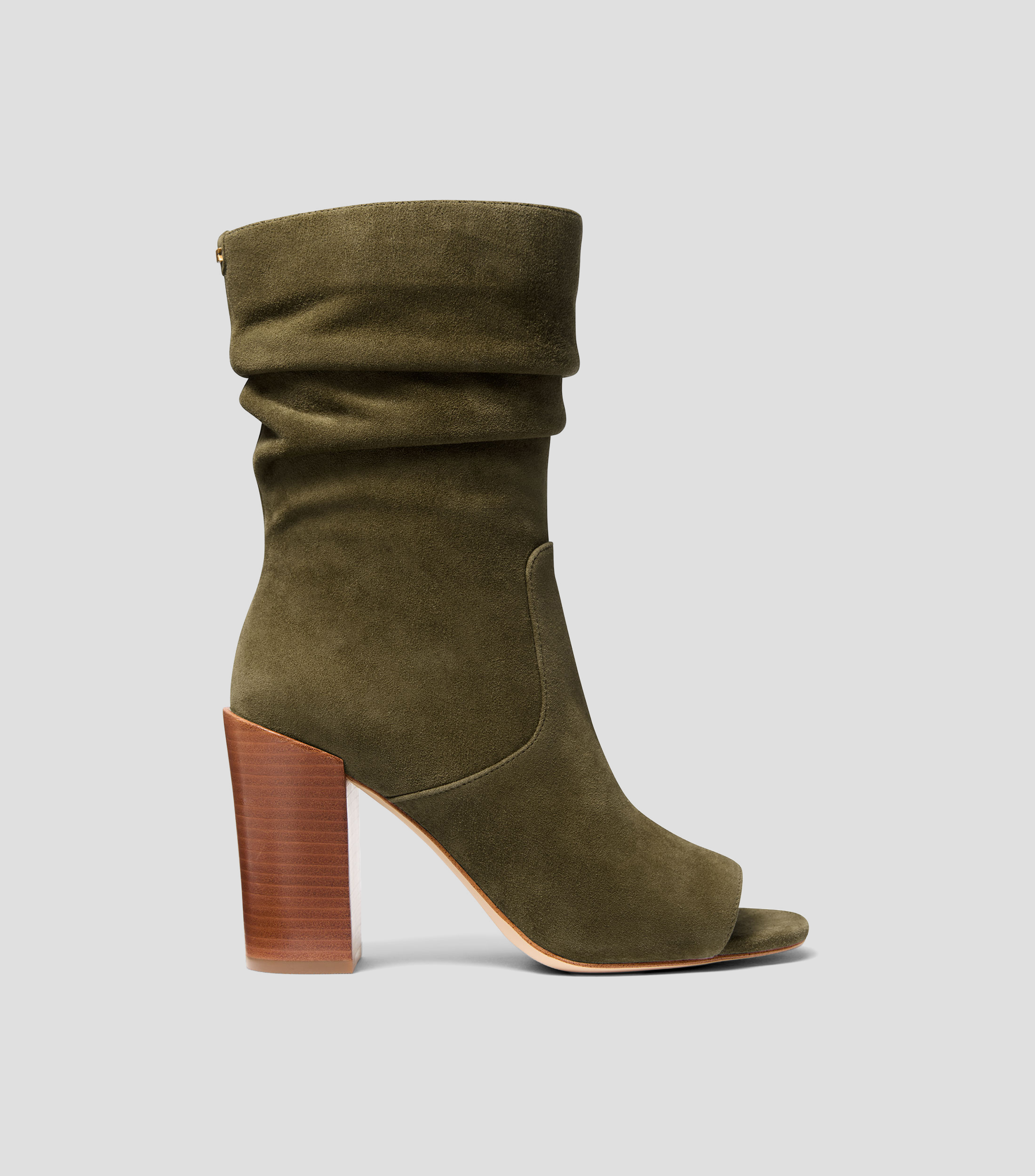 Botines en piel de tacón alto de media luna Mujer