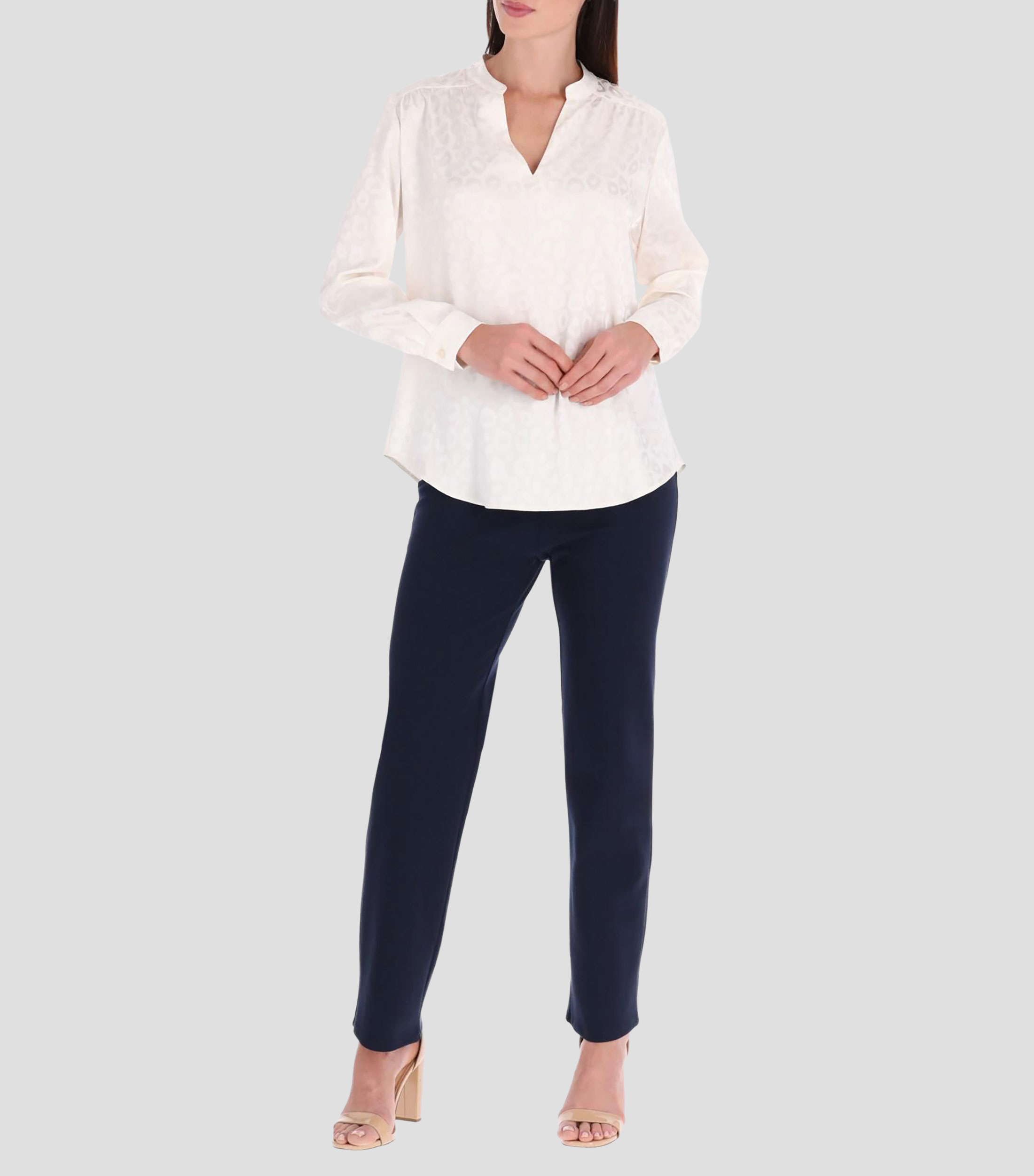 Blusa estampada manga larga Línea Petite Mujer