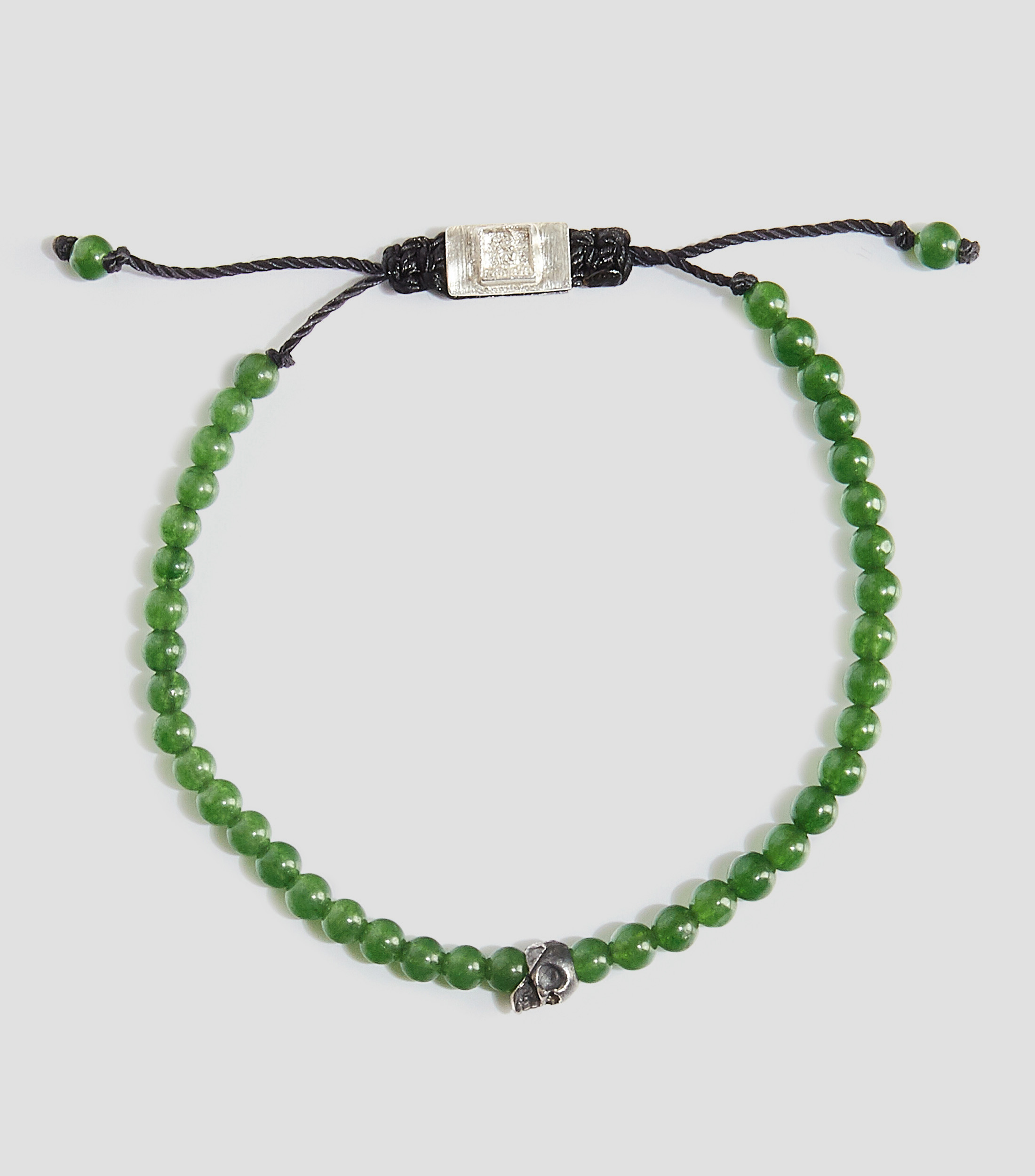 Pulsera ajustable con jade y plata Hombre