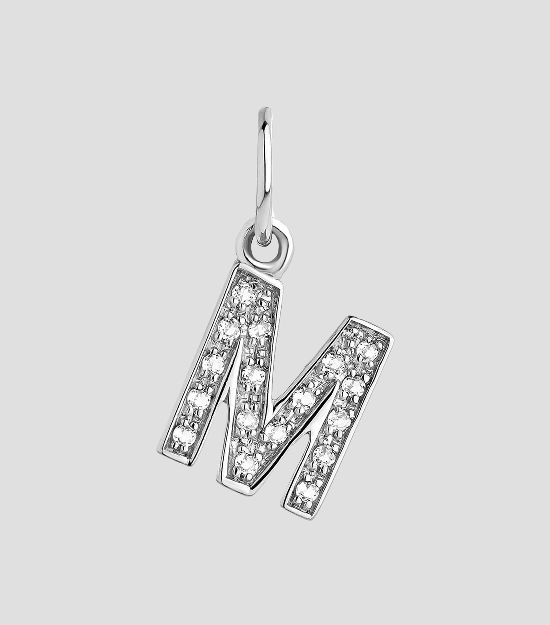 Dije inicial M en plata .925 ABC con topacios blancos Mujer