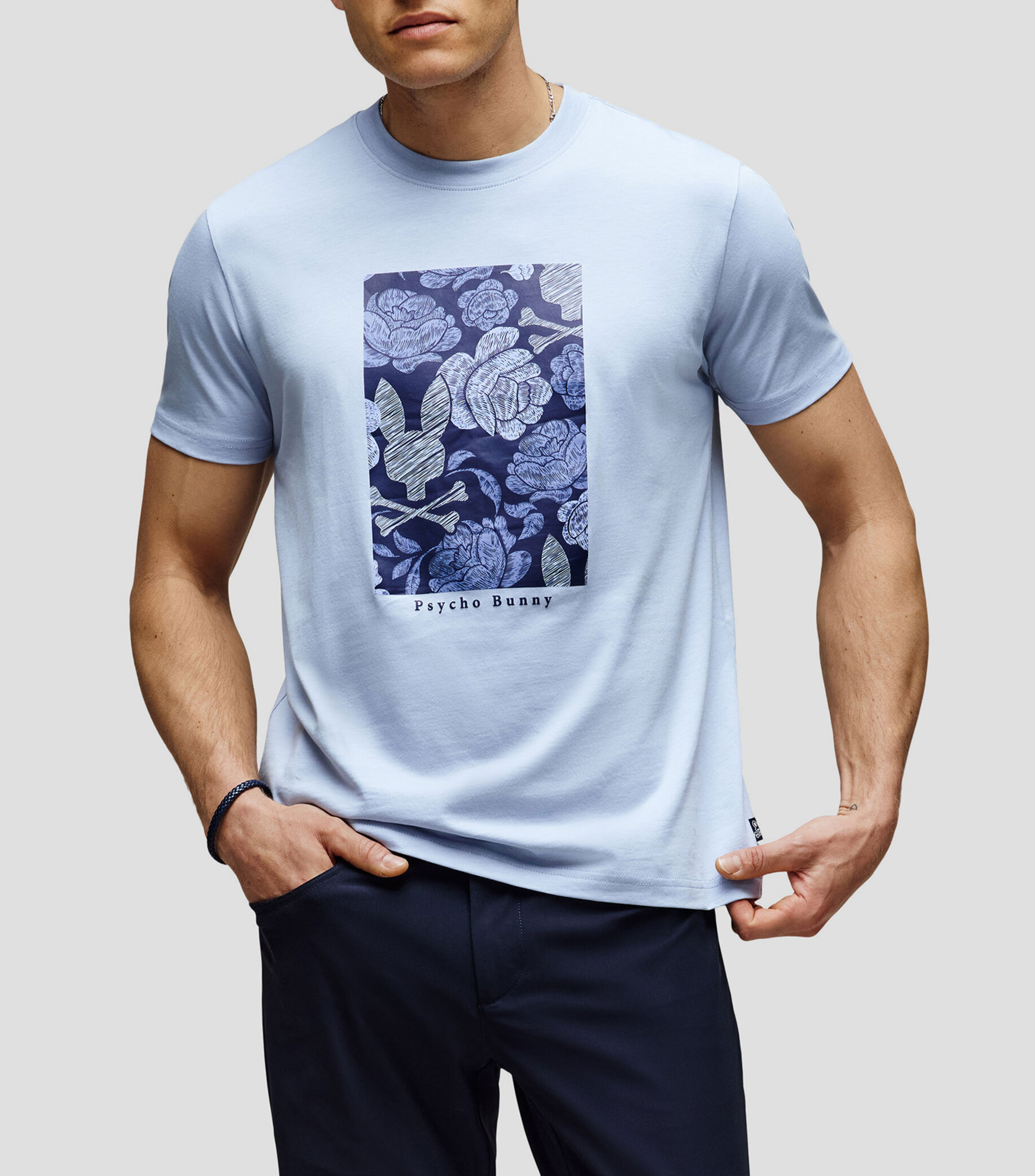 Playera cuello redondo manga corta con logotipo Hombre