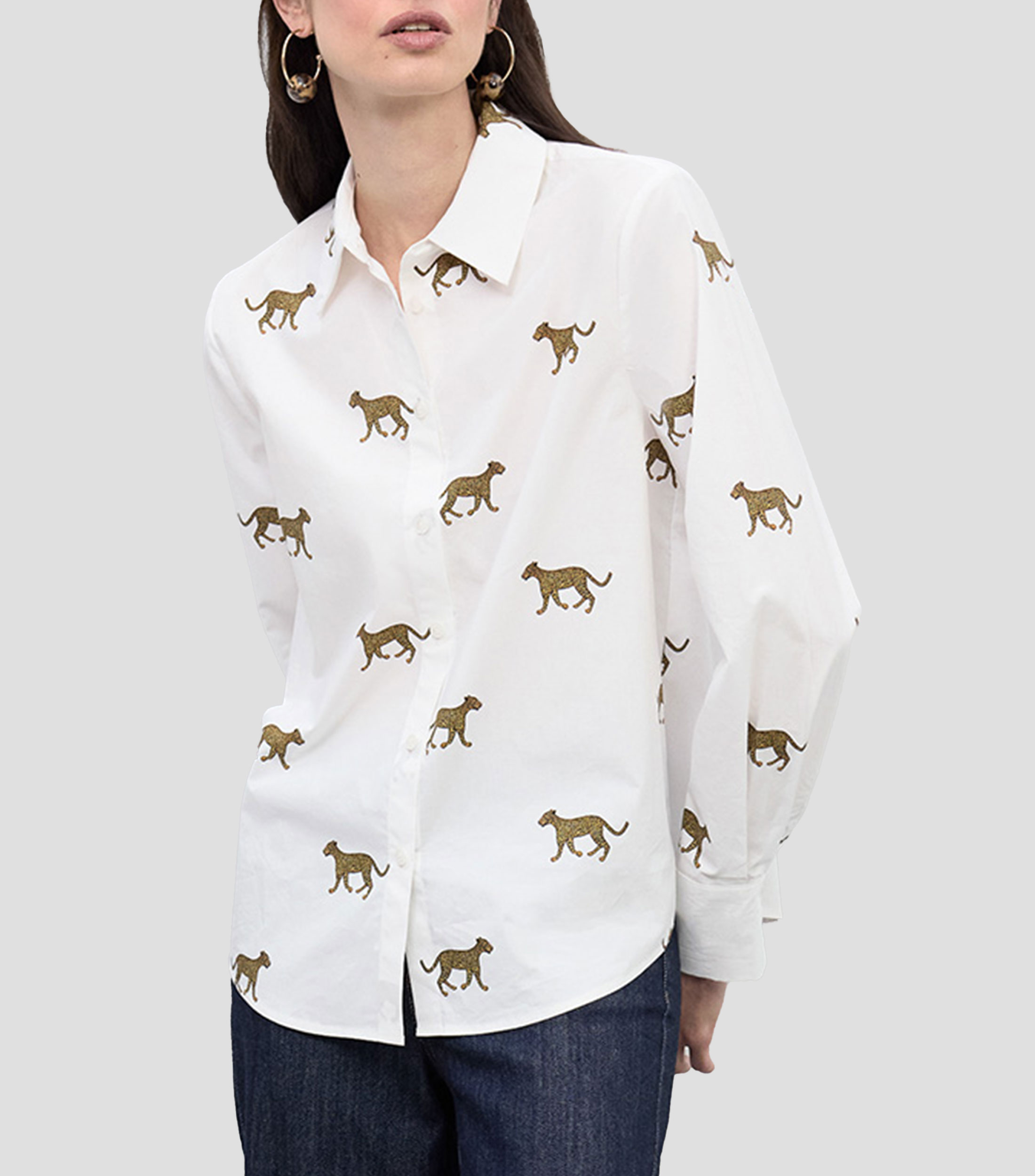 Camisa estampada con manga larga Mujer