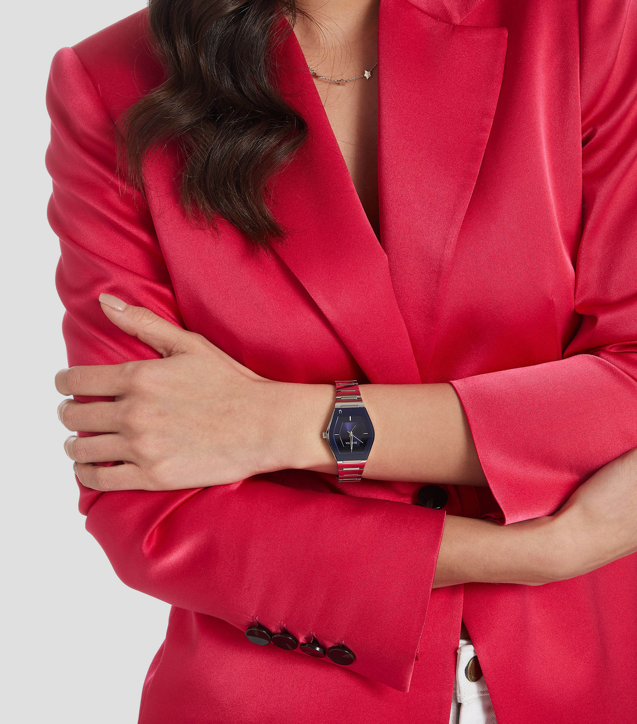 Reloj para Mujer Futuro de Vestir, Plateado y Azul