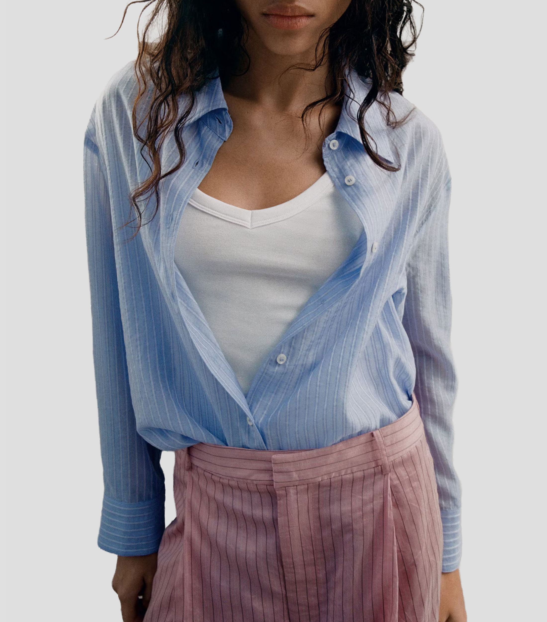 Camisa de rayas manga larga Mujer
