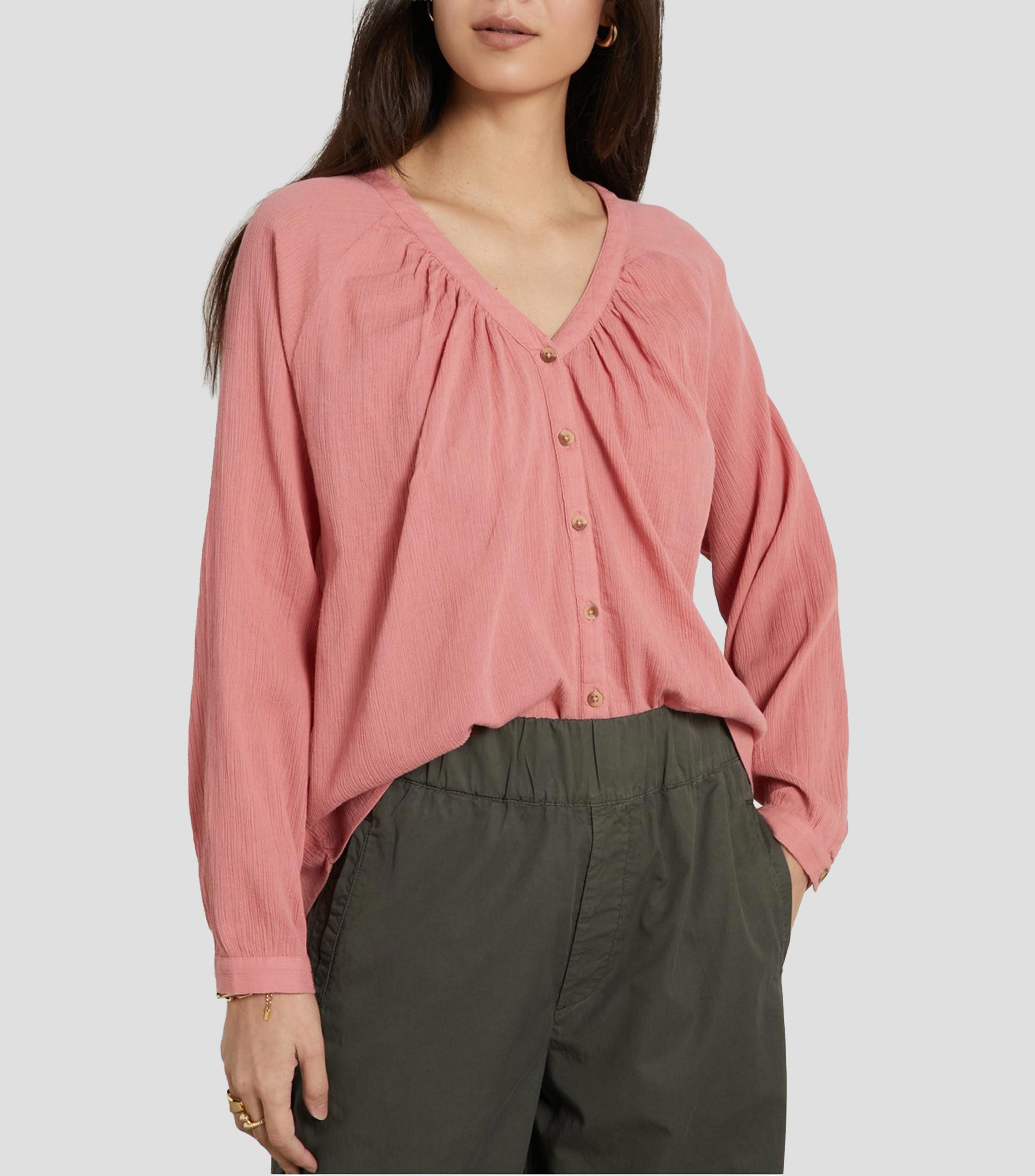 Blusa lisa manga larga Mujer
