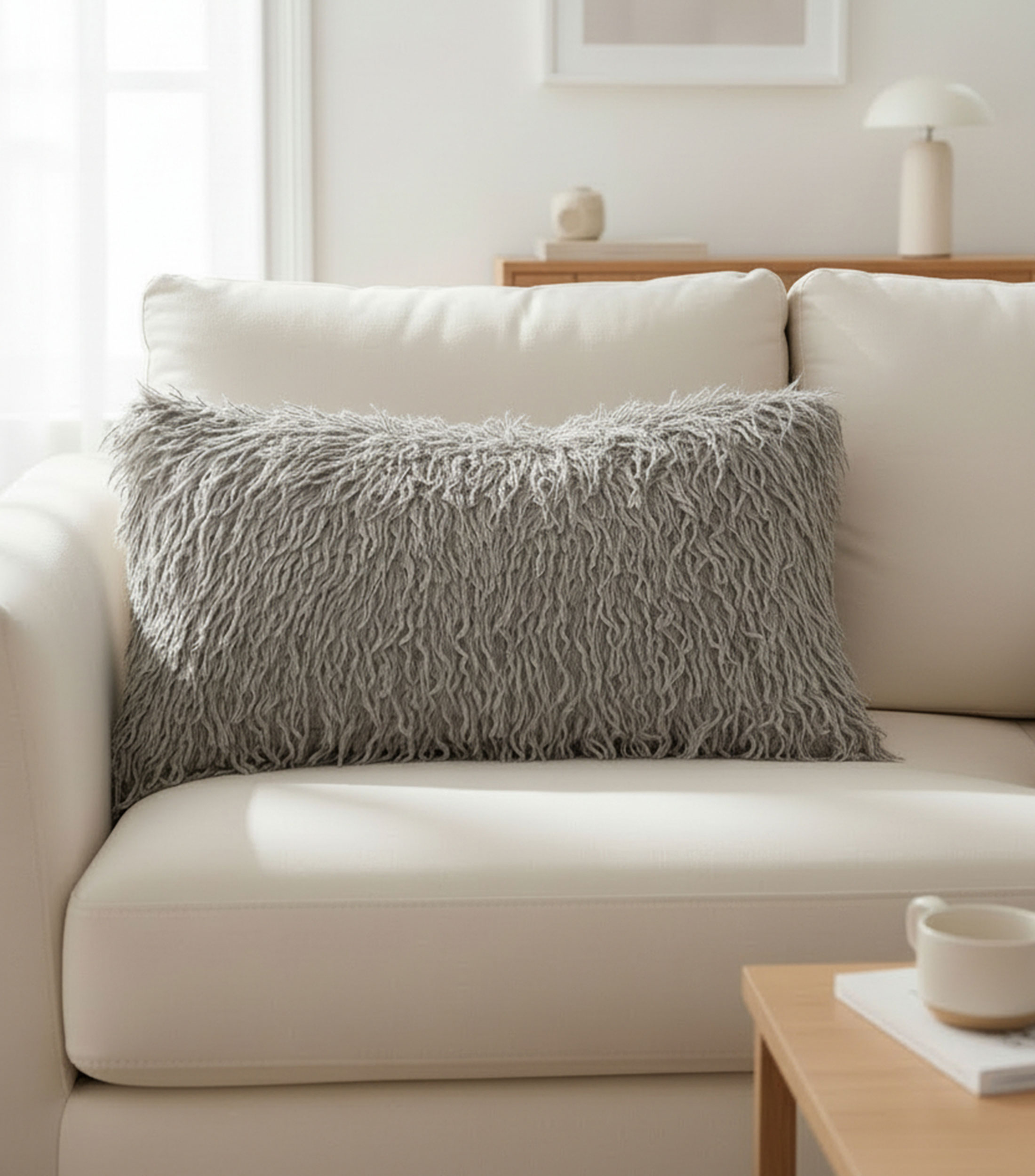 Cojín decorativo Plume gris