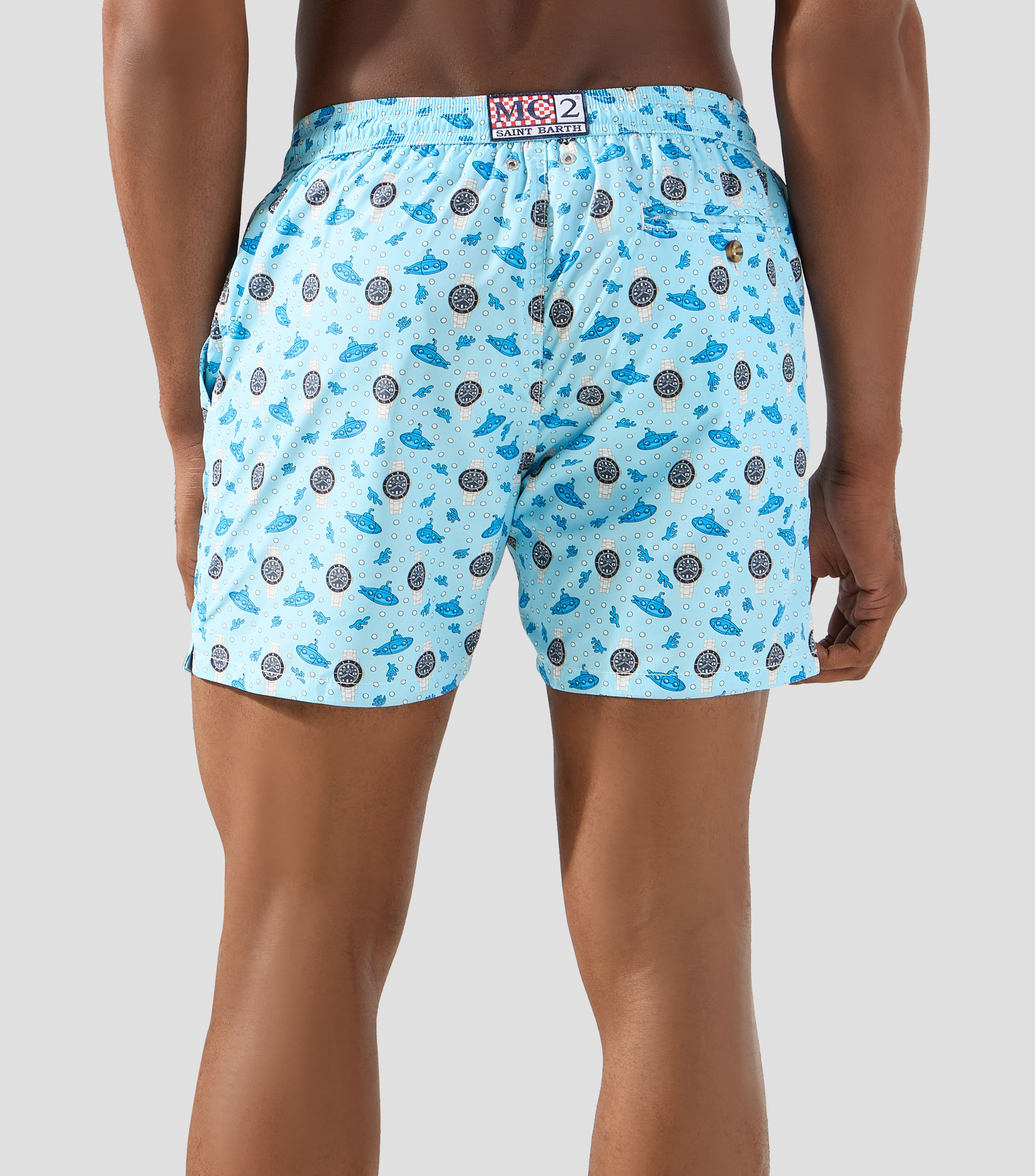 Traje de baño corto con estampado Hombre