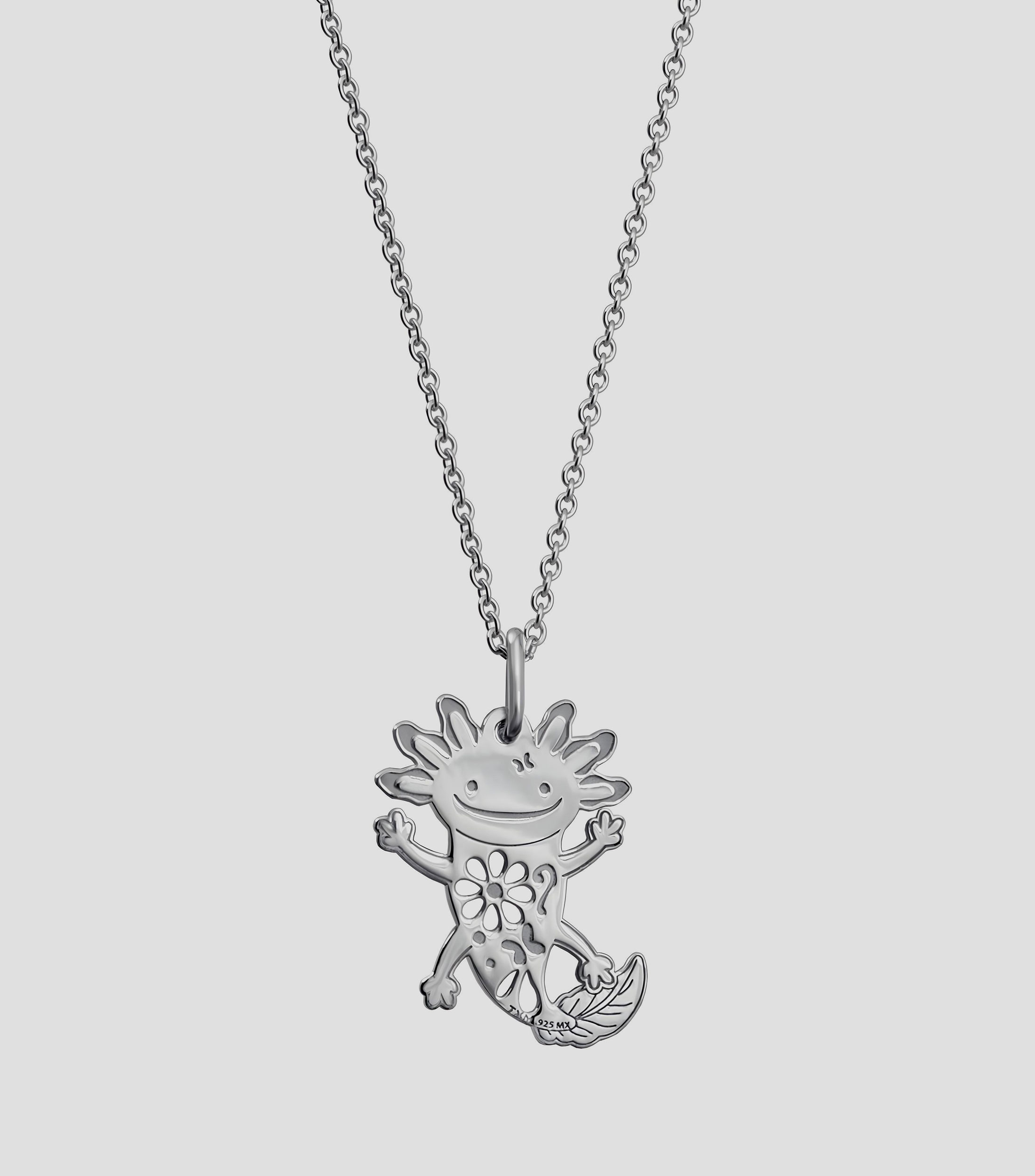 Dije con cadena en plata .925 Ajolote Mexicanizado Mujer