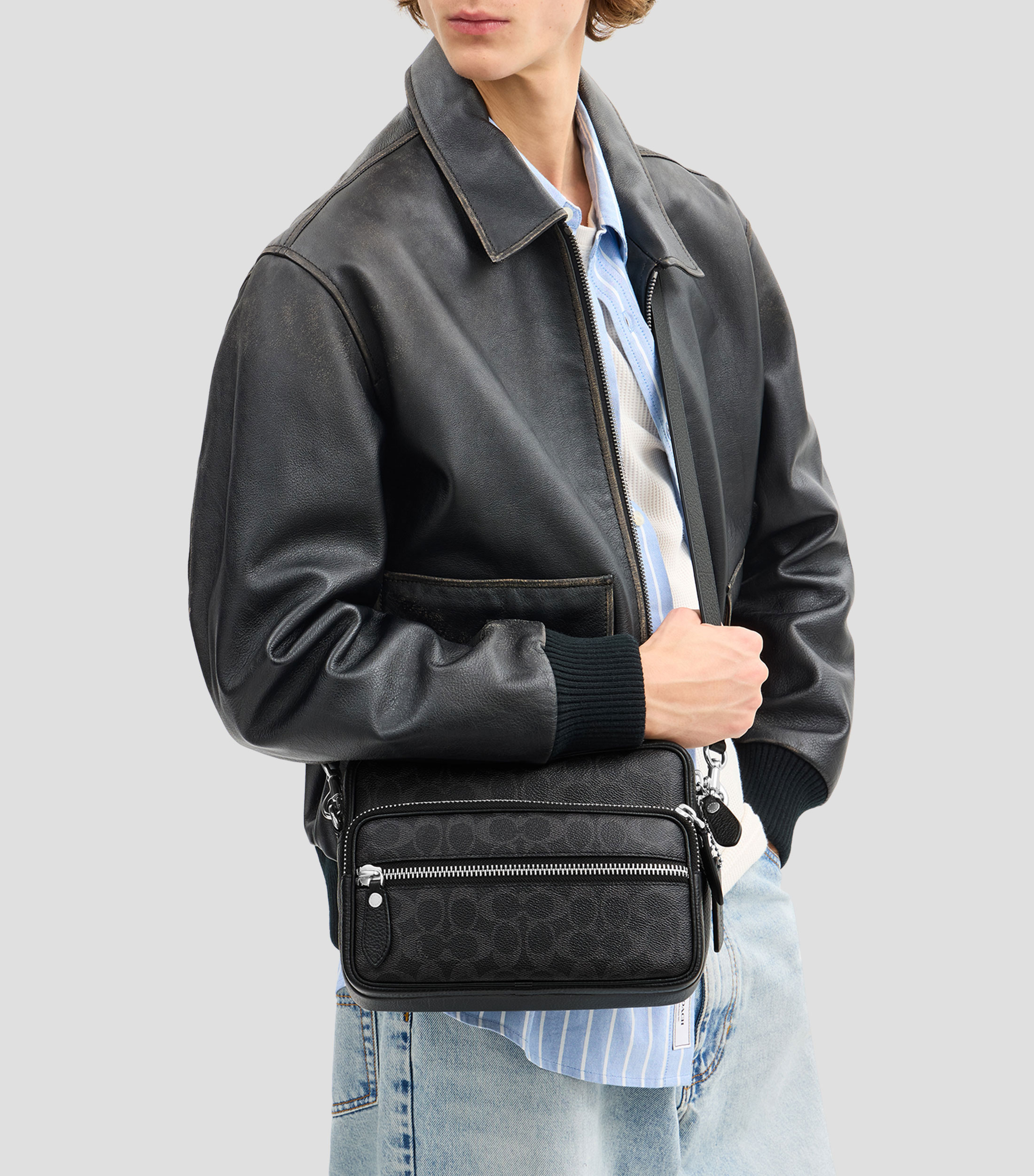 Bolso crossbody en piel Dakota estampado Hombre